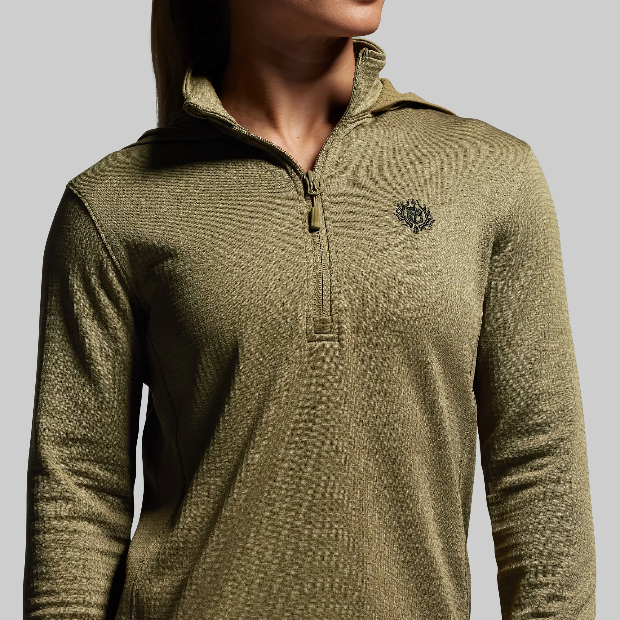 Women's Quiver Half Zip Hoodie 2.0 (OD Green) sold by Born Primitive product image thumbnail 4
