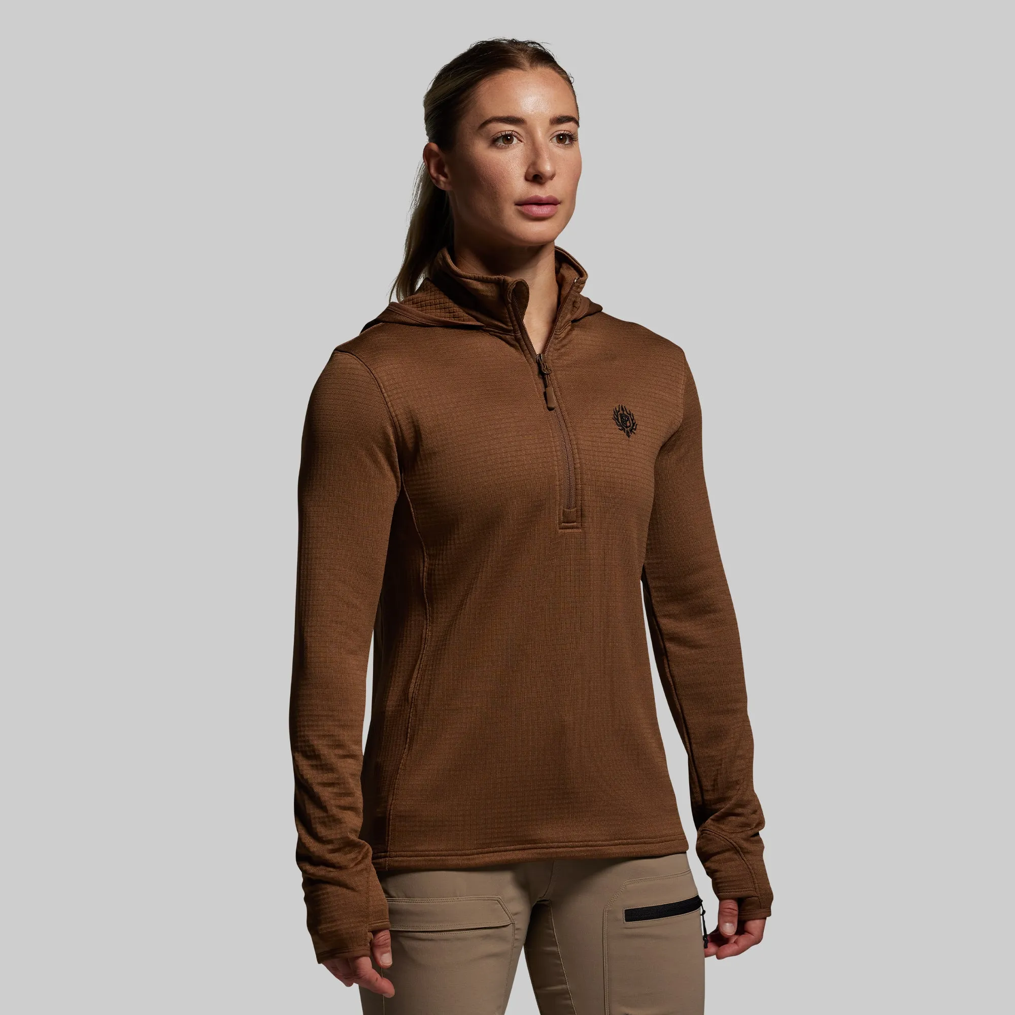 Women's Quiver Half Zip Hoodie 2.0 (Coyote Brown) sold by Born Primitive