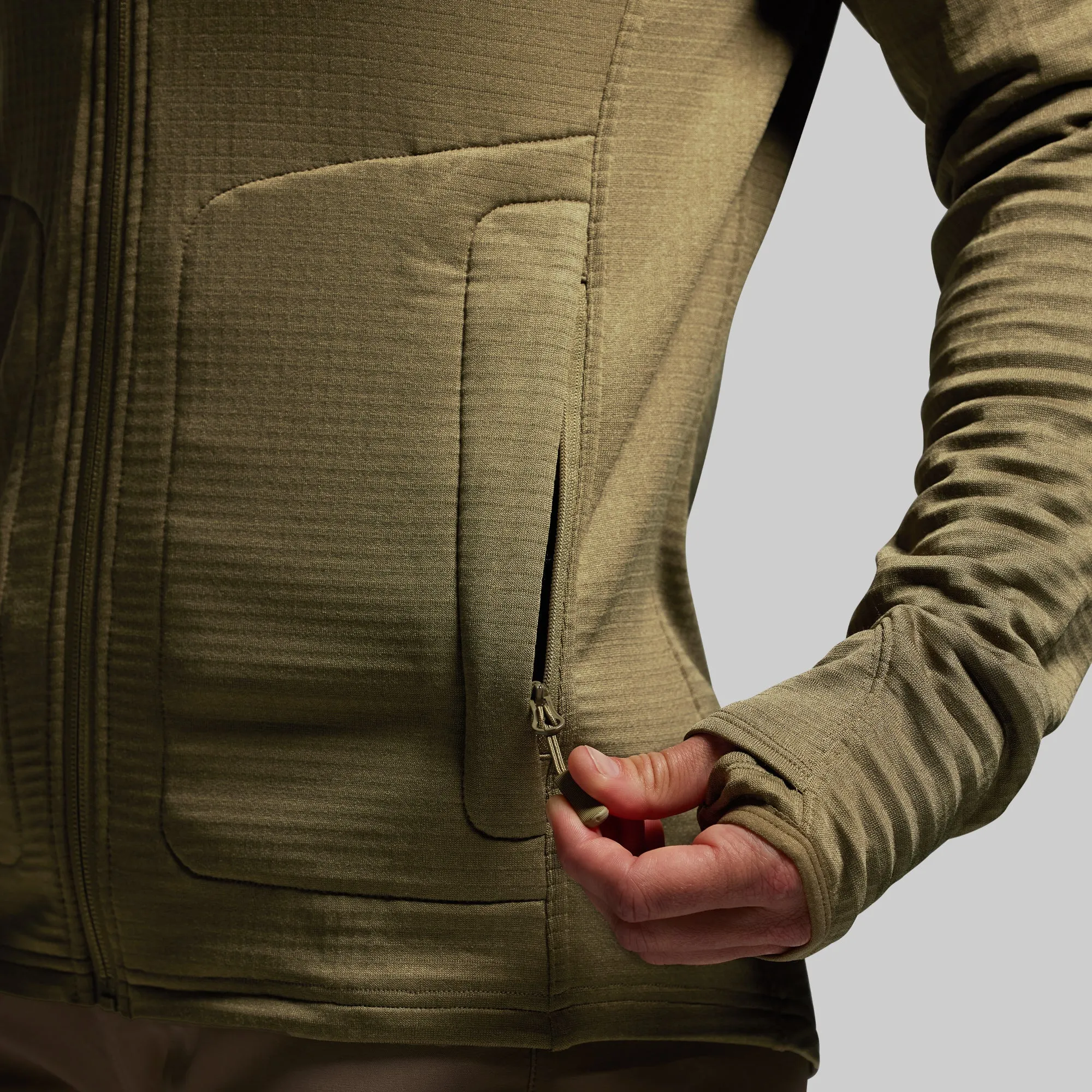 Women's Quiver Full Zip Hoodie 2.0 (OD Green) sold by Born Primitive product image thumbnail 5