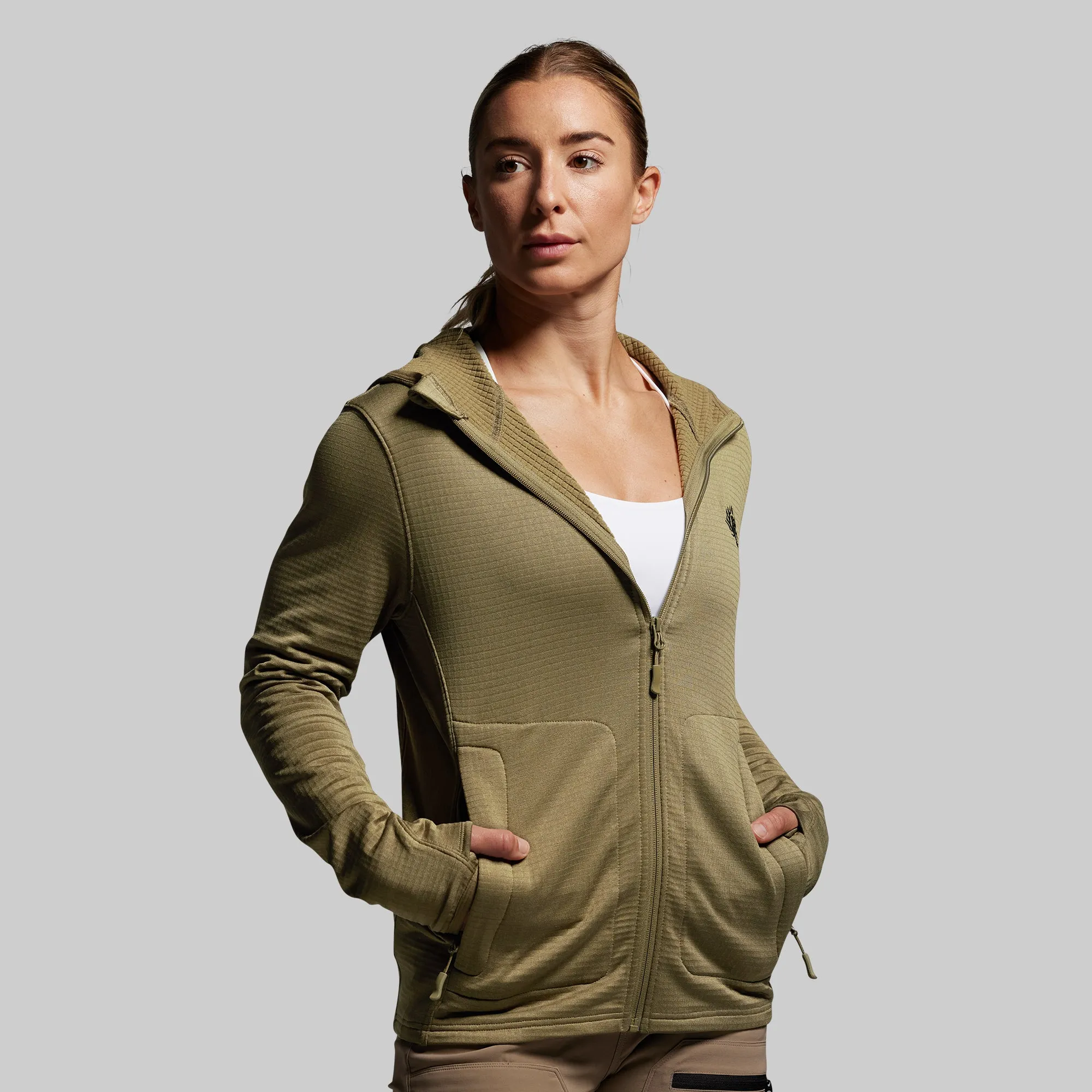Women's Quiver Full Zip Hoodie 2.0 (OD Green) sold by Born Primitive product image thumbnail 3