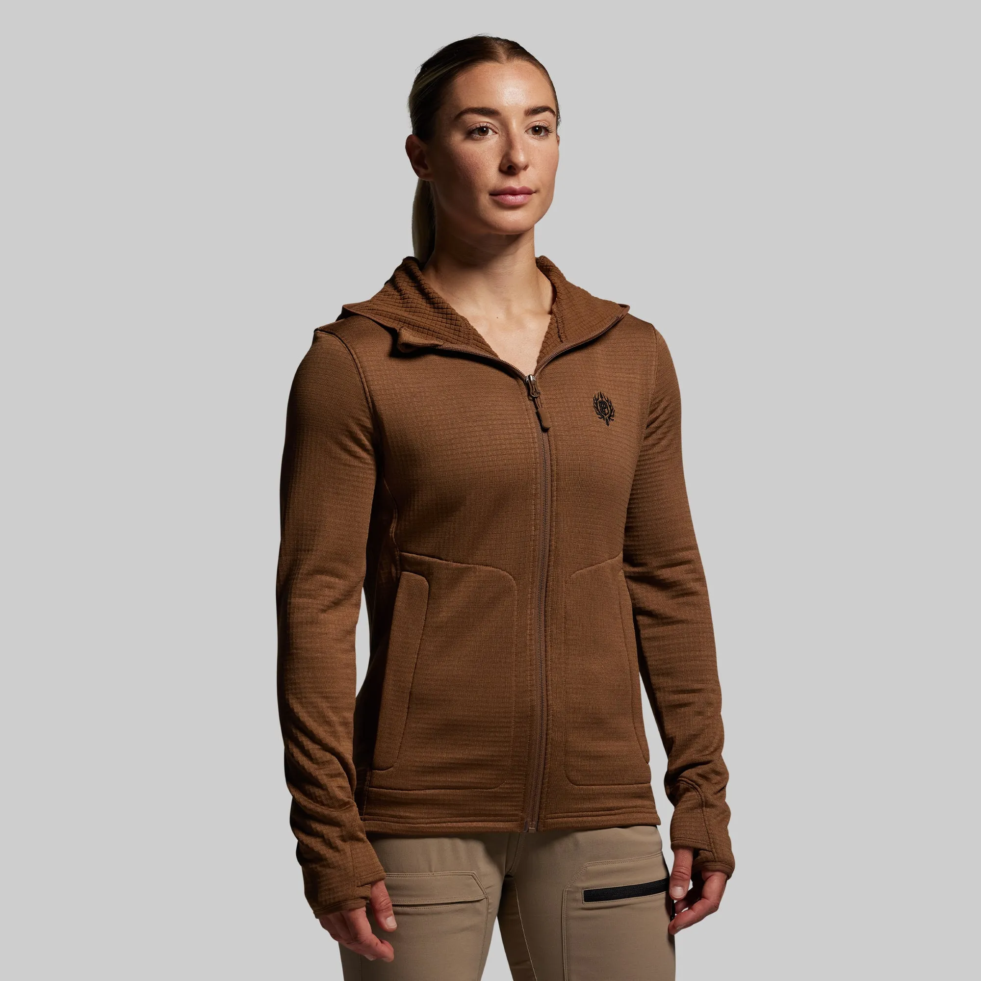 Women's Quiver Full Zip Hoodie 2.0 (Coyote Brown) sold by Born Primitive