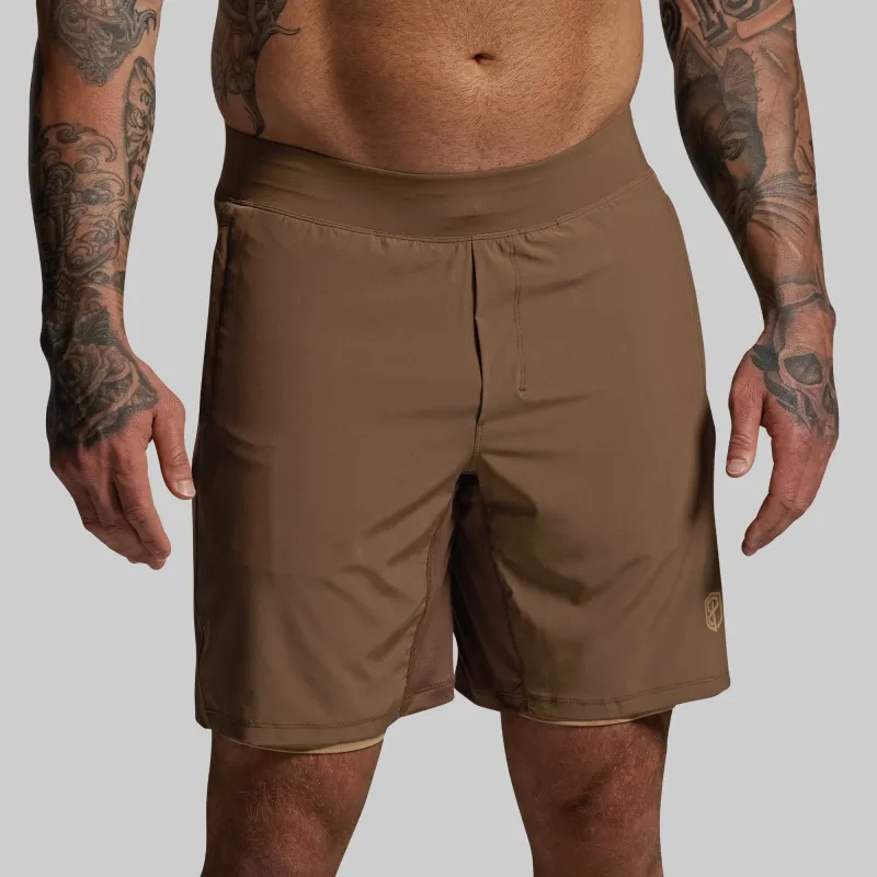 Versatile Short w/ Compression 9" (Coyote Brown) sold by Born Primitive