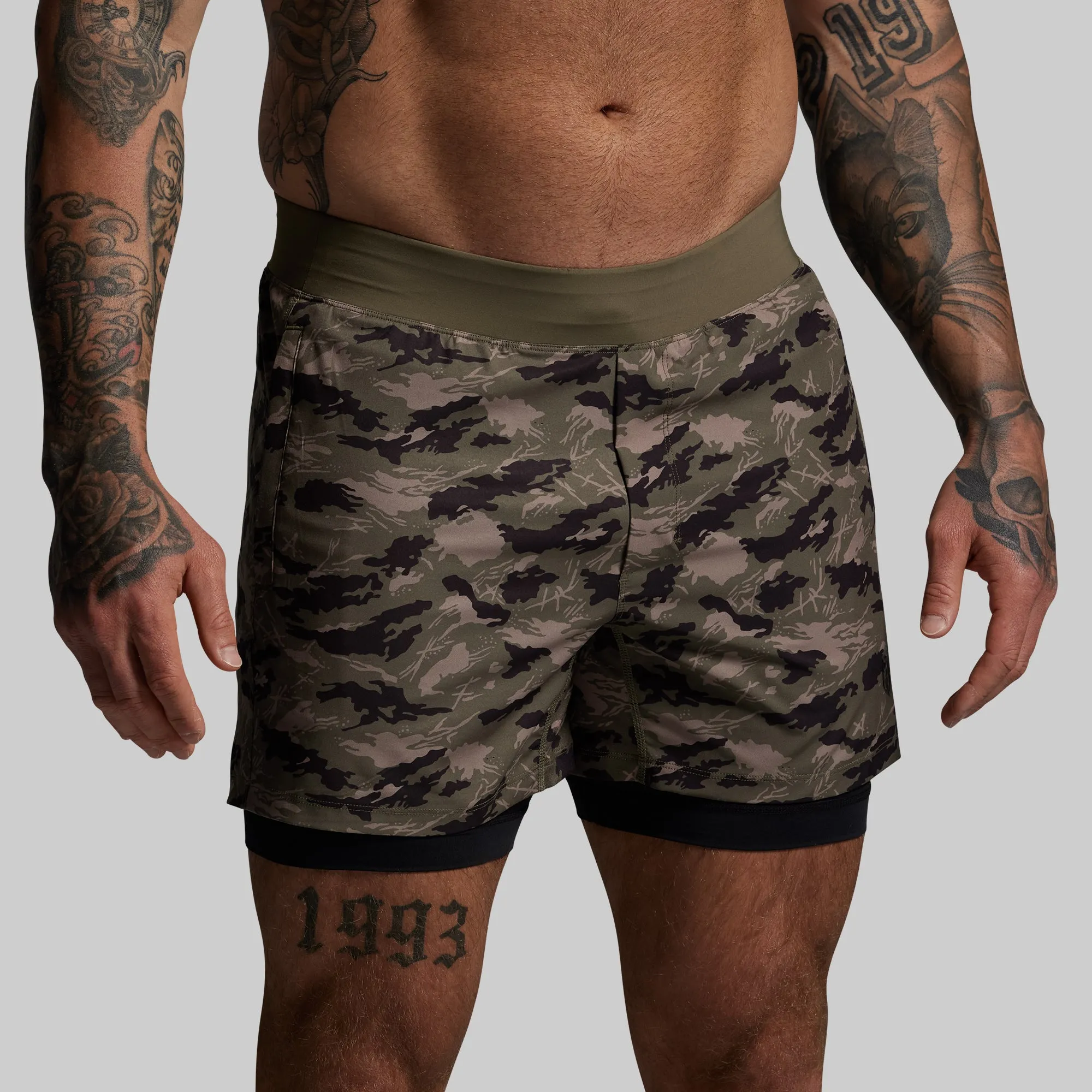 Versatile Short w/ Compression 5" (Mountain Camo) sold by Born Primitive