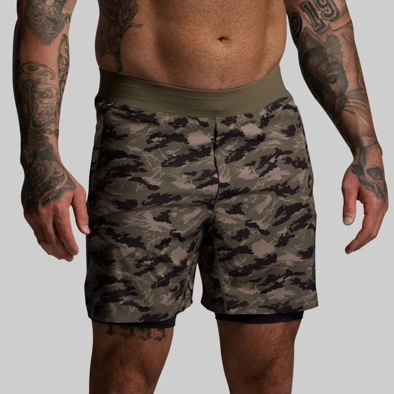 Versatile Short w/ Compression 7" (Mountain Camo) sold by Born Primitive
