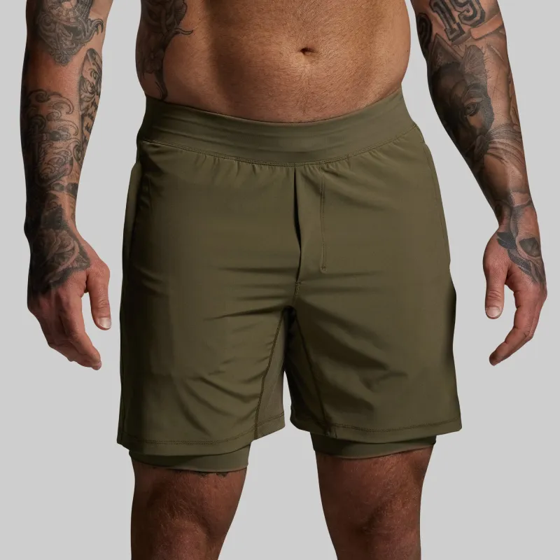 Versatile Short w/ Compression 7" (OD Green) sold by Born Primitive