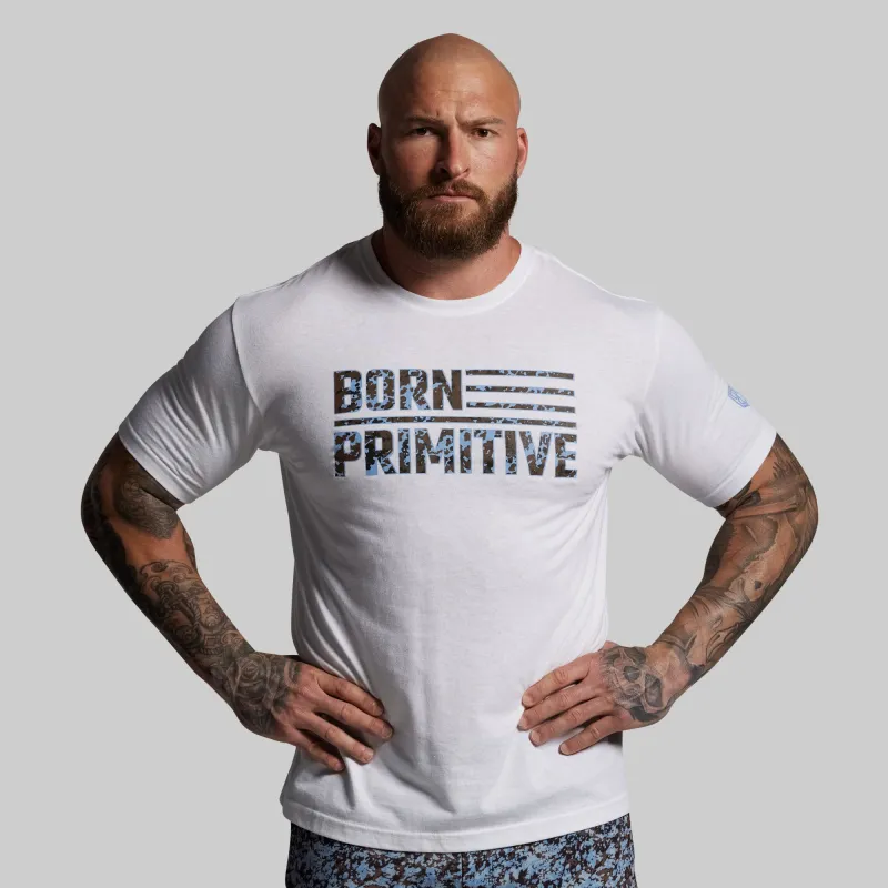 BP Flag Tee (White/Speckle) sold by Born Primitive