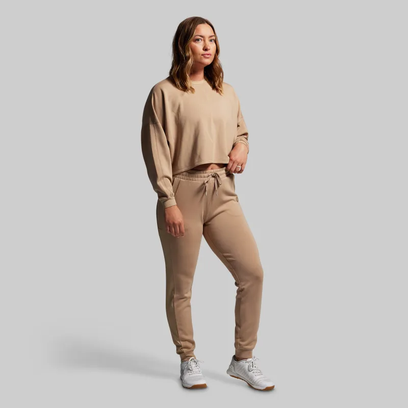 Lounge Lux Cropped Pullover Set (Mink) sold by Born Primitive