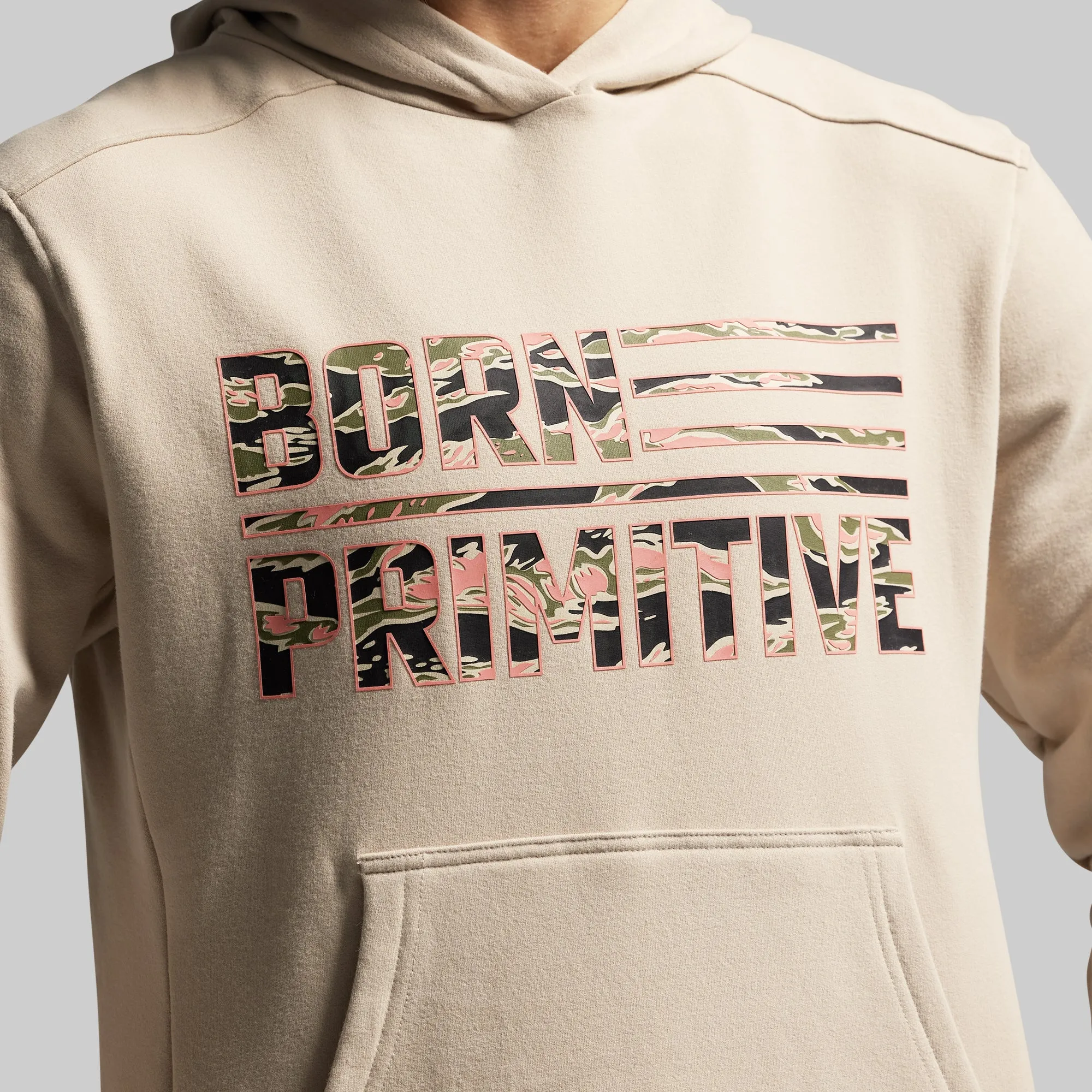 BP Flag Women's Unmatched Hoodie (Pumice/Pink Jungle Tiger) sold by Born Primitive product image thumbnail 3