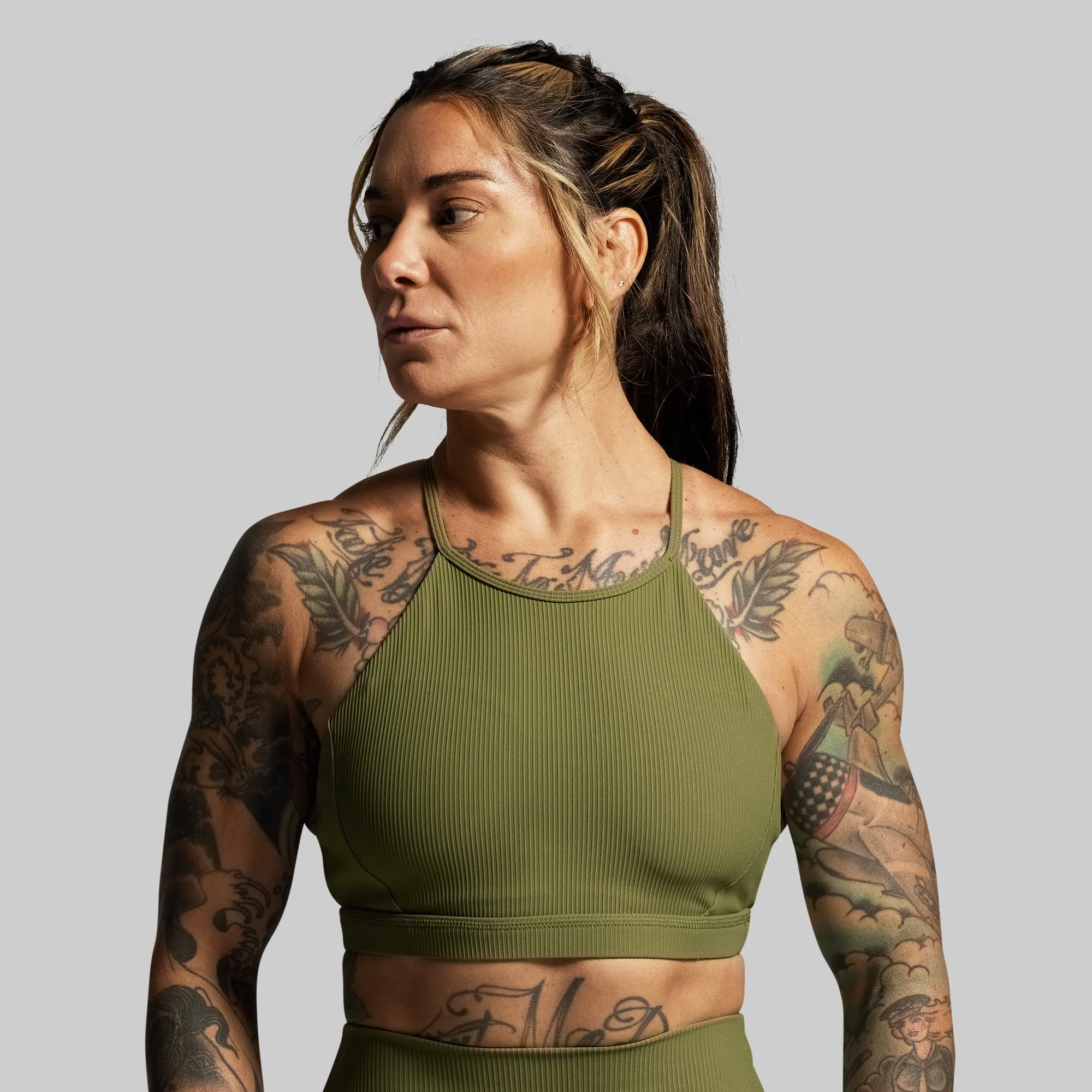 Break the Limits Sports Bra (Army Green) sold by Born Primitive product image thumbnail 2