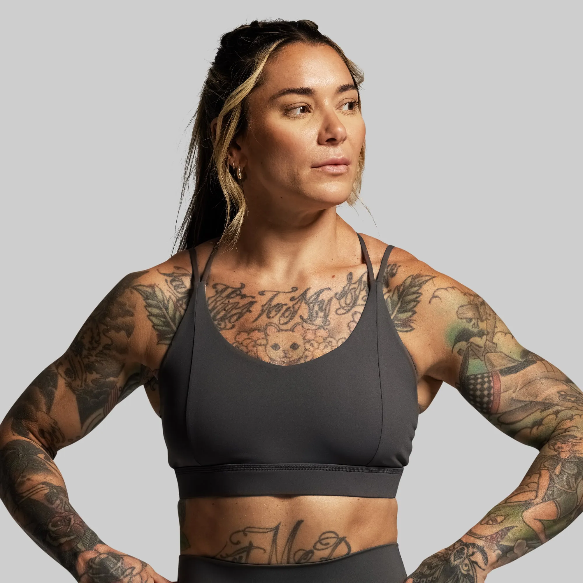 Exhale Sports Bra (Gunmetal) sold by Born Primitive