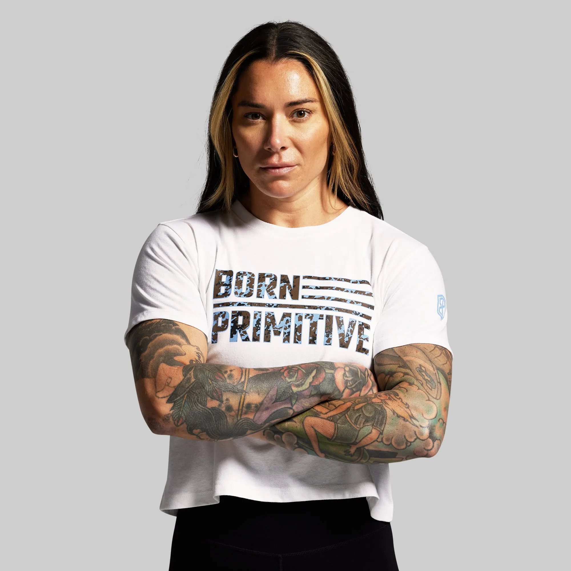 BP Flag Crop Tee (White/Speckle) sold by Born Primitive product image thumbnail 4