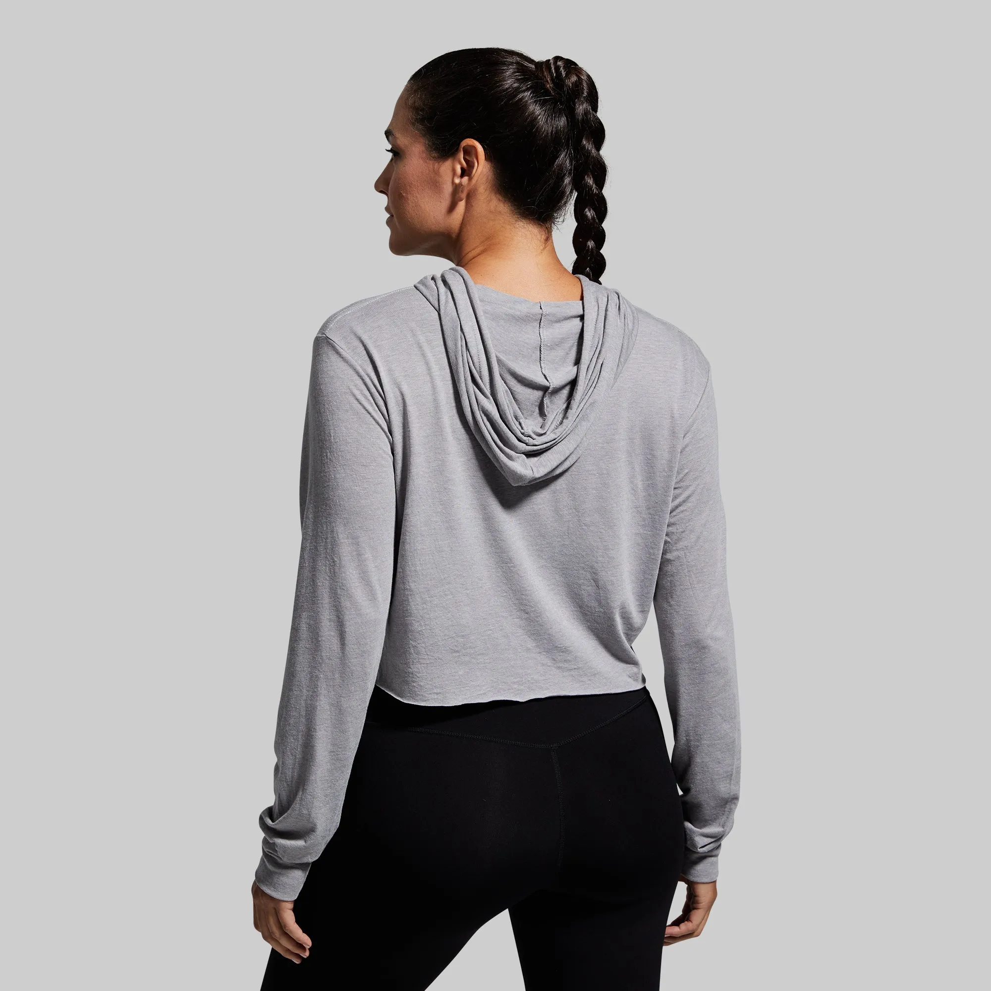 Home of the Brave Cropped T-Shirt Hoodie (Athletic Grey) sold by Born Primitive product image thumbnail 2