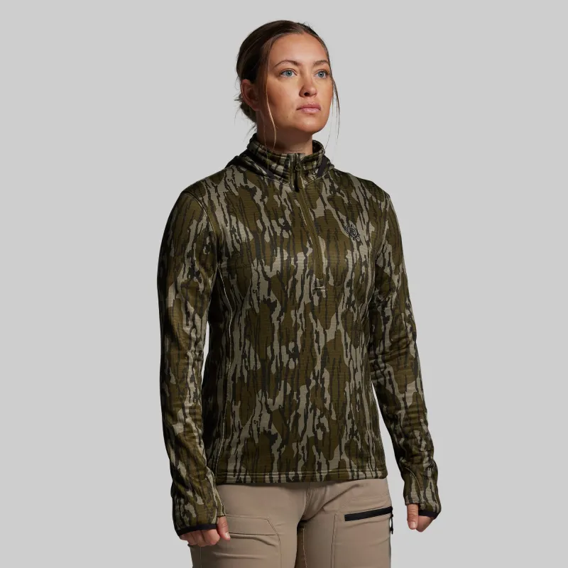 Women's Quiver Half Zip Hoodie 2.0 (Mossy Oak® Original Bottomland®) sold by Born Primitive