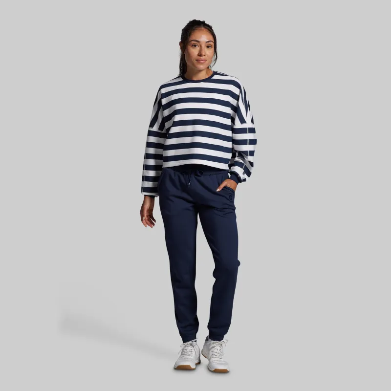 Lounge Lux Cropped Pullover Set (BP Navy Stripe) sold by Born Primitive