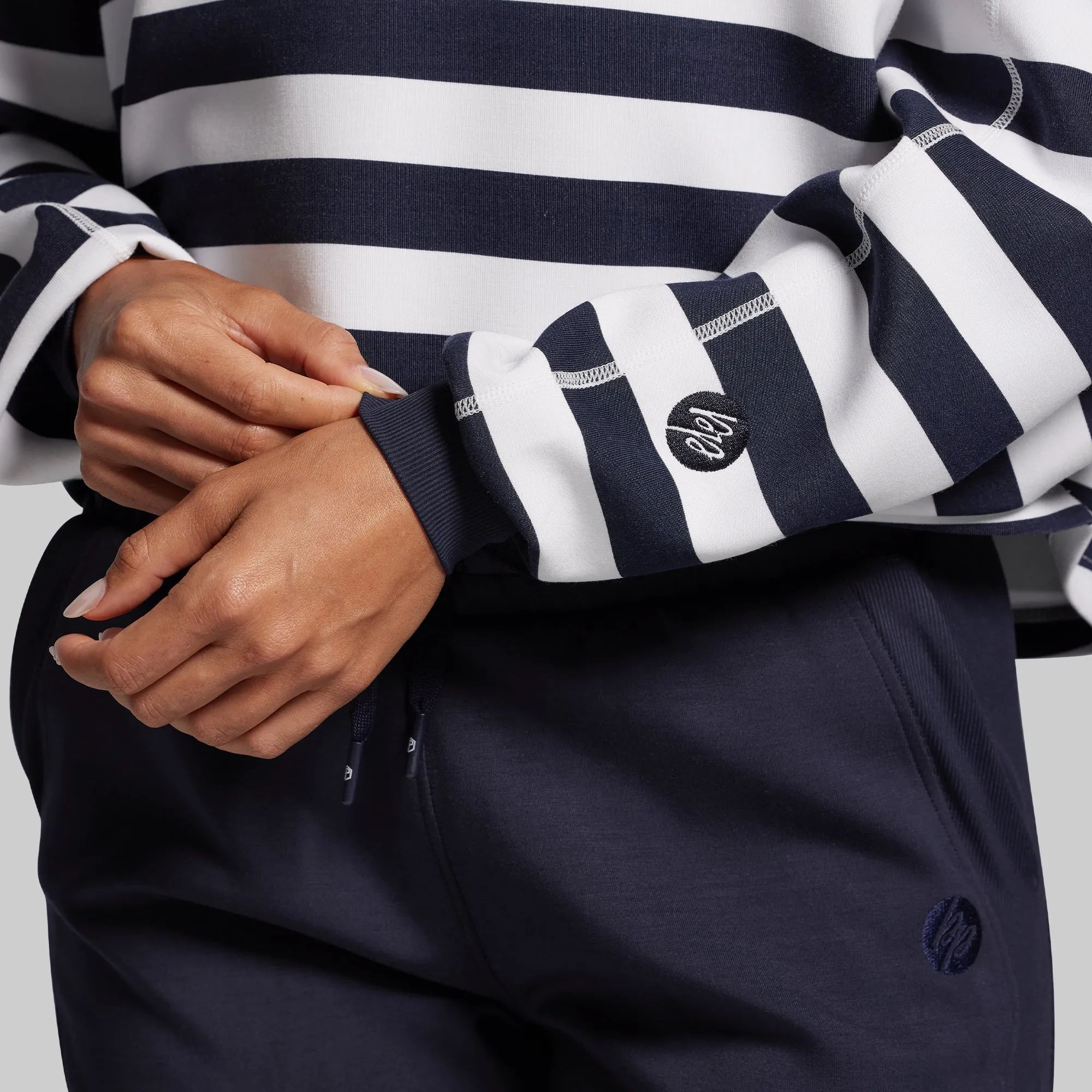 Lounge Lux Cropped Pullover (BP Navy Stripe) sold by Born Primitive product image thumbnail 4