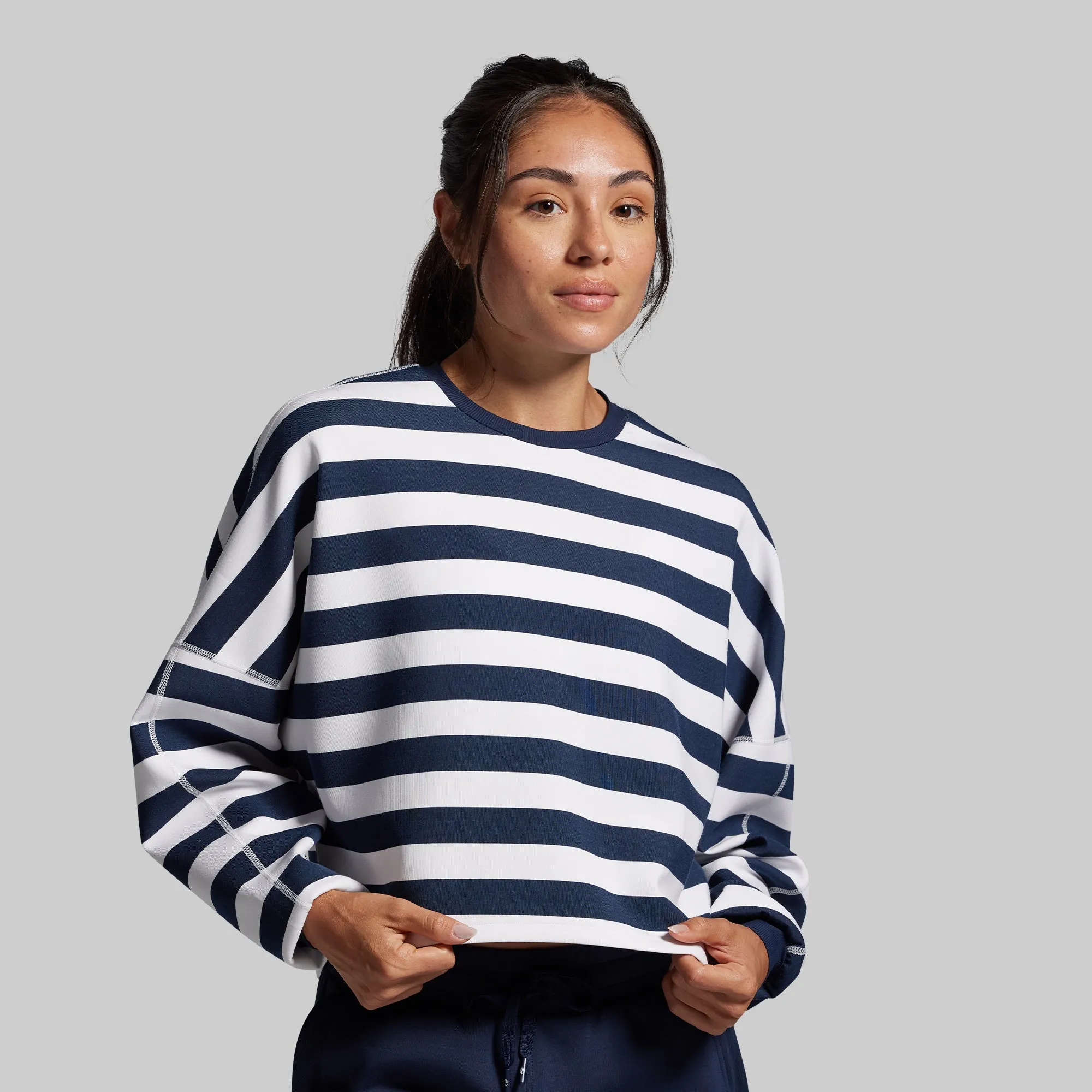 Lounge Lux Cropped Pullover (BP Navy Stripe) sold by Born Primitive product image thumbnail 3
