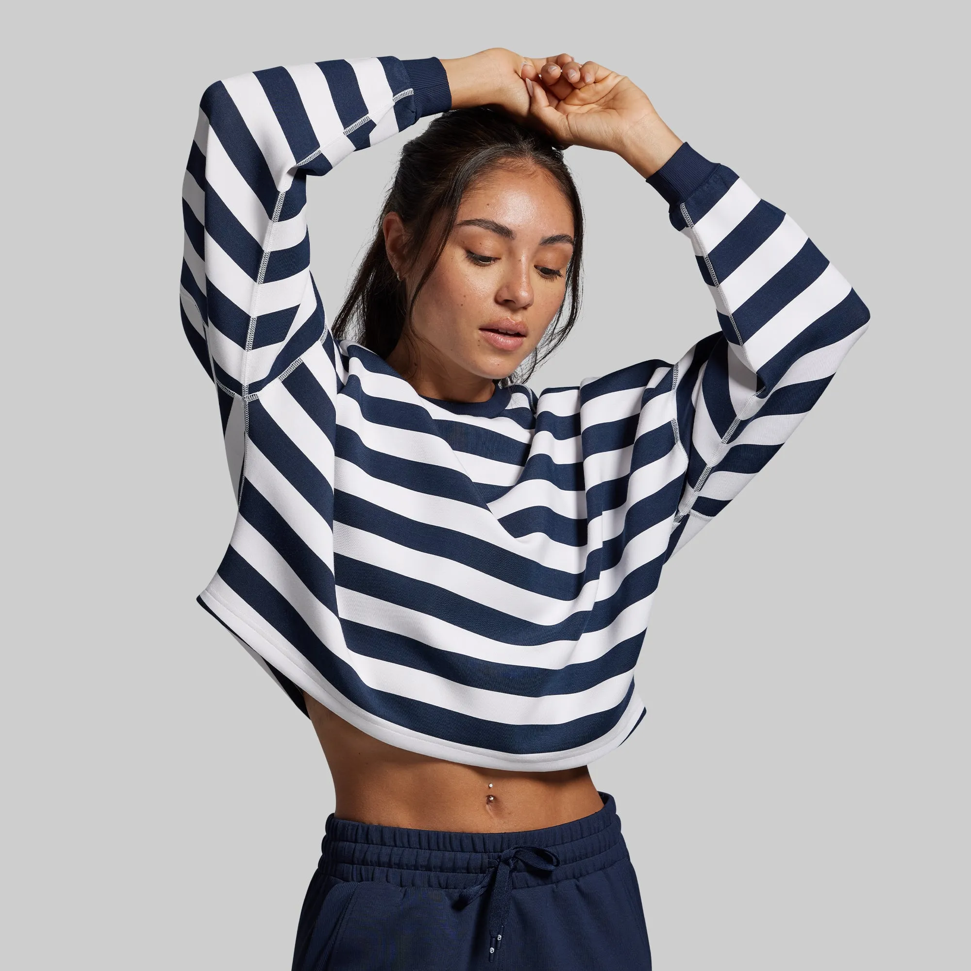Lounge Lux Cropped Pullover (BP Navy Stripe) sold by Born Primitive