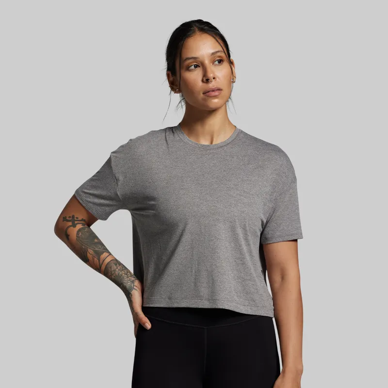 BP Premium Basic Crop Tee (Heather Grey) sold by Born Primitive