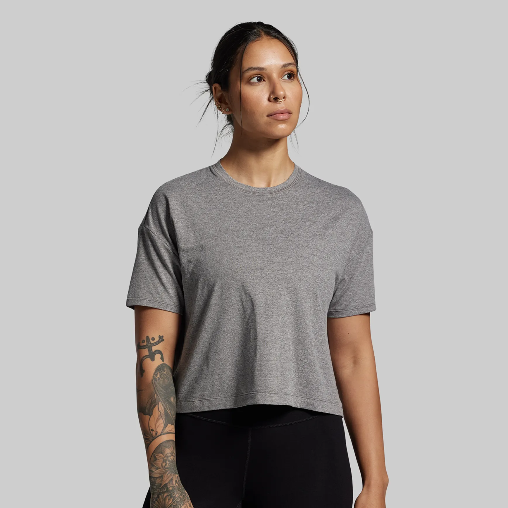 BP Premium Basic Crop Tee (Heather Grey) sold by Born Primitive product image thumbnail 3