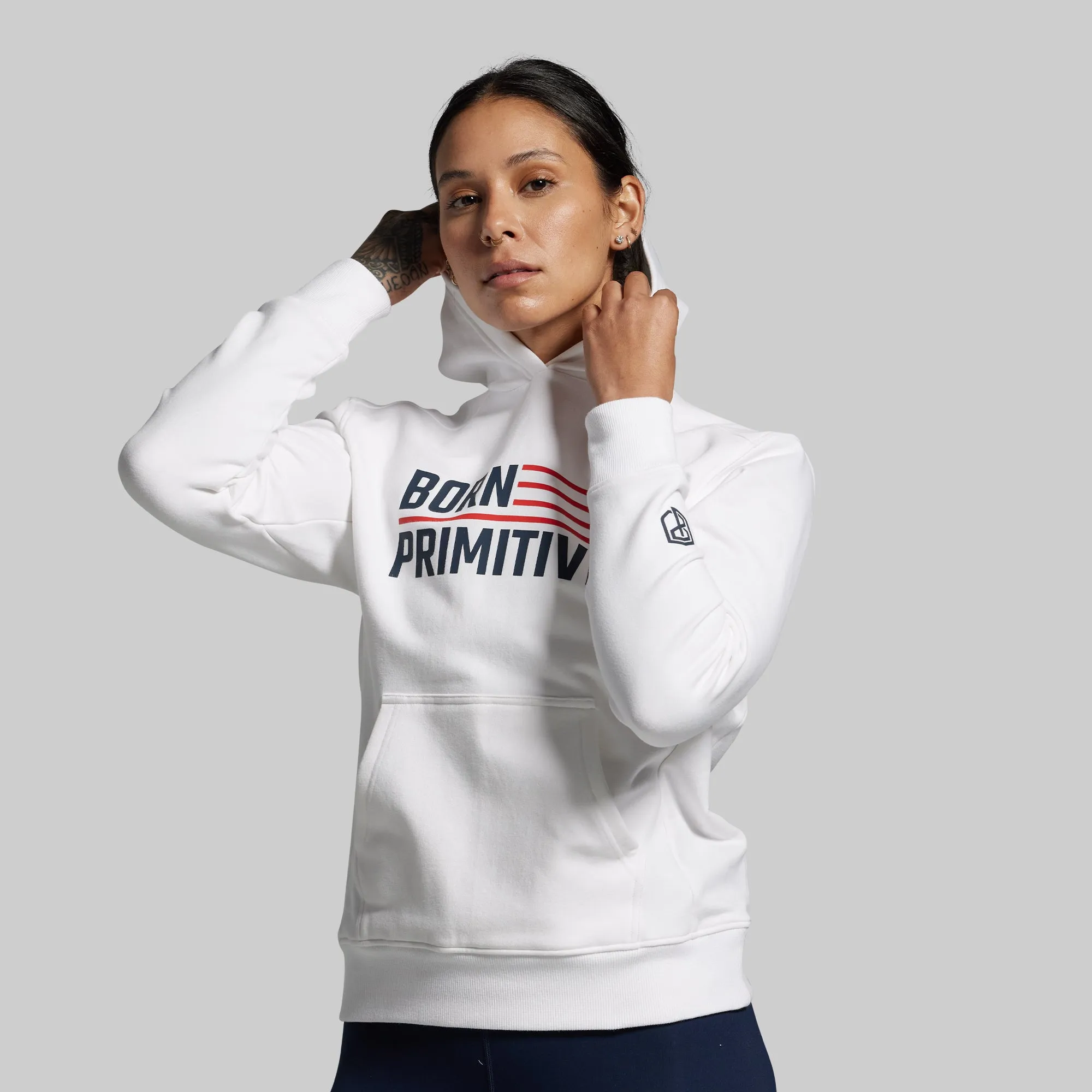 BP Flag Women's Unmatched Hoodie (White) sold by Born Primitive product image thumbnail 5