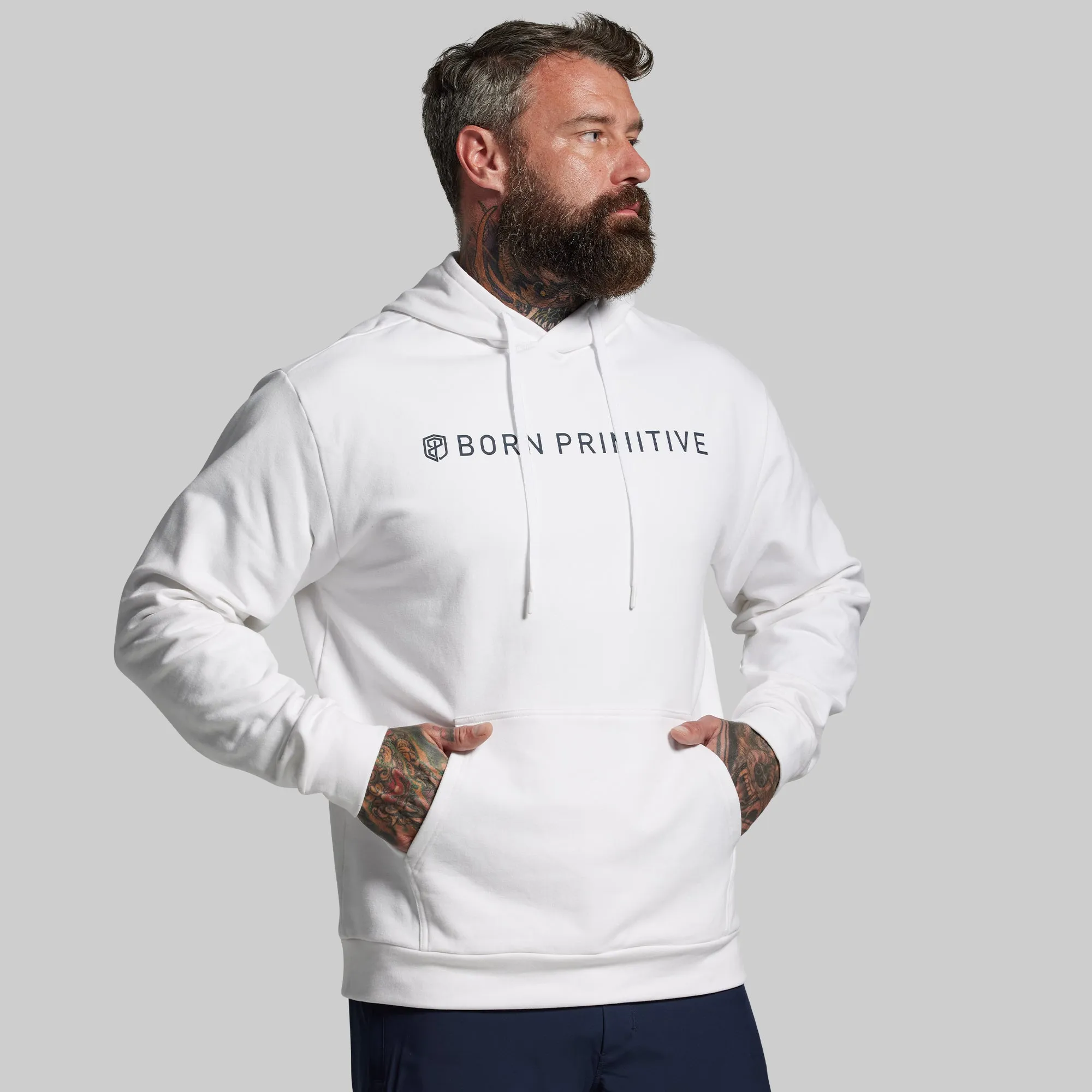 BP Classic Men's Unmatched Hoodie (White) sold by Born Primitive