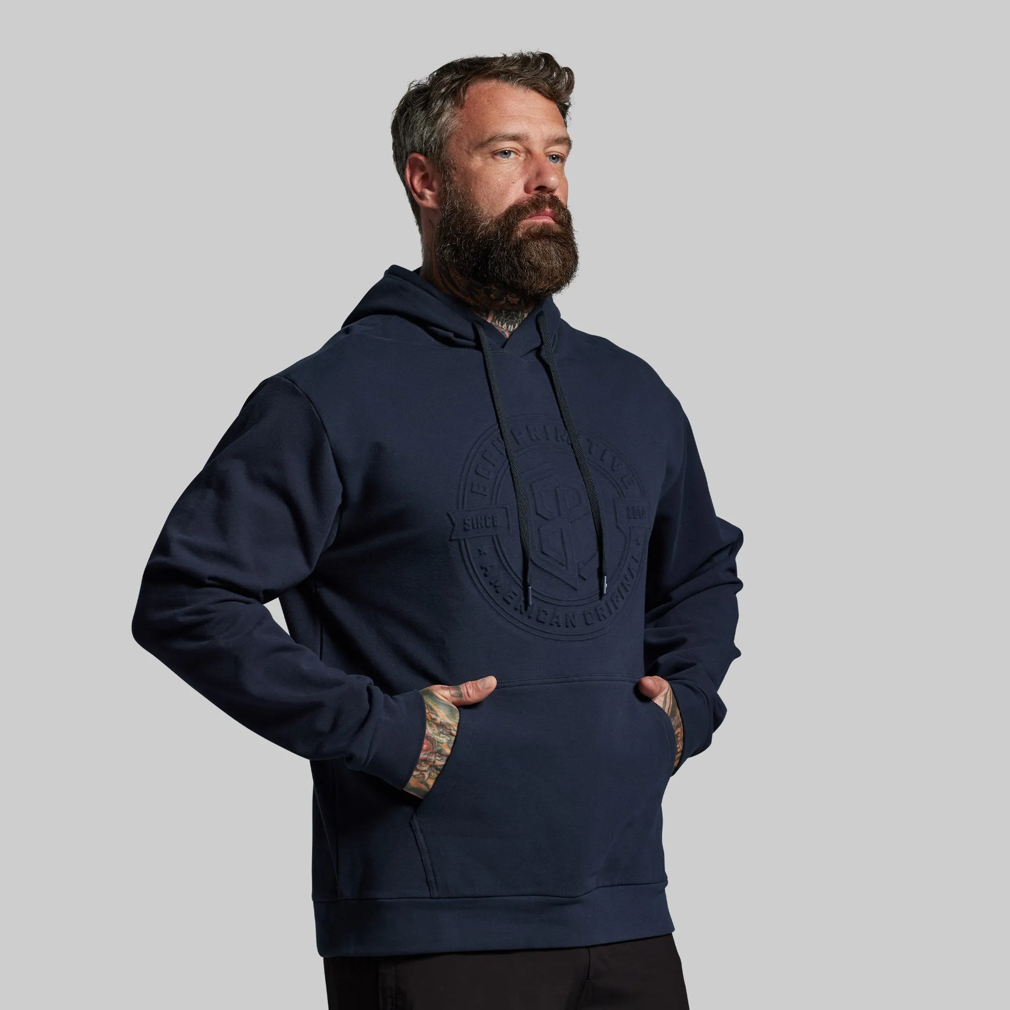 American Original Embossed Men's Unmatched Hoodie (BP Navy) sold by Born Primitive