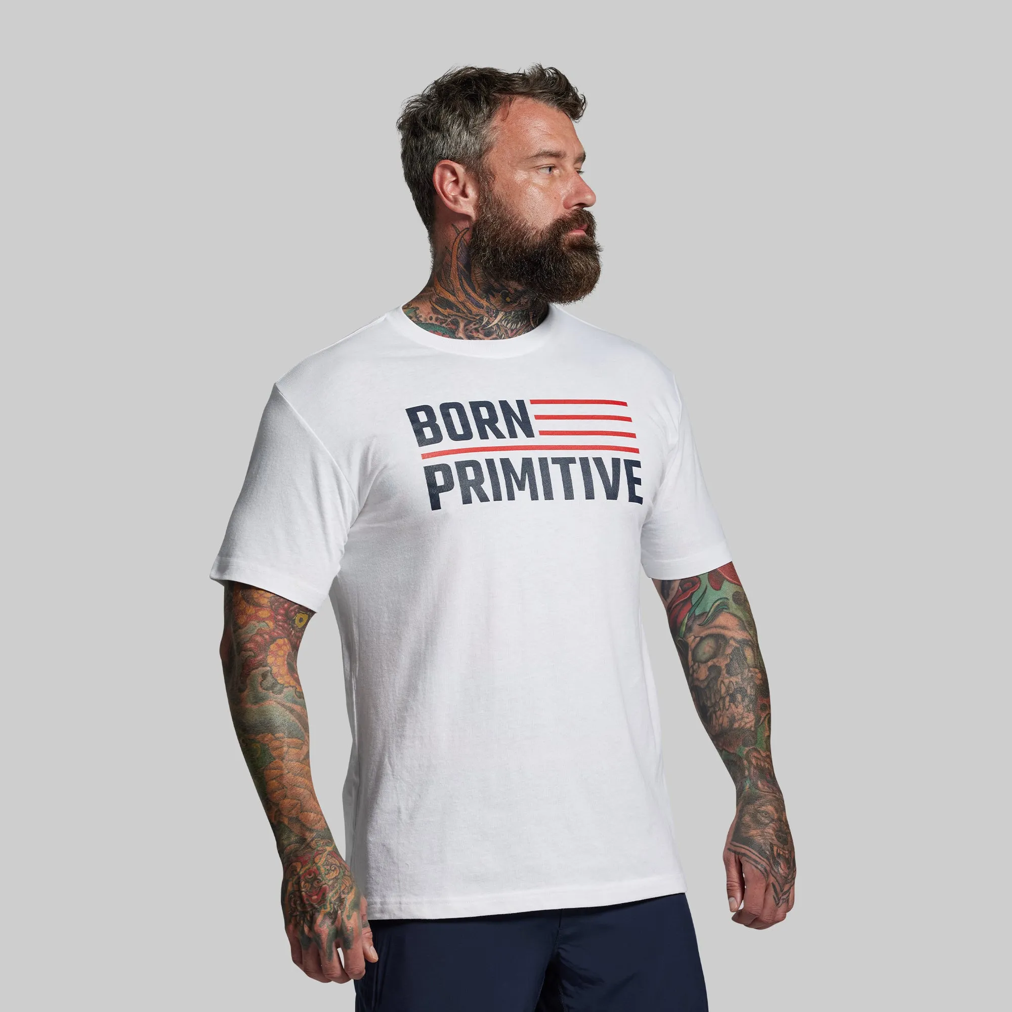 BP Flag Tee (White/Red) sold by Born Primitive