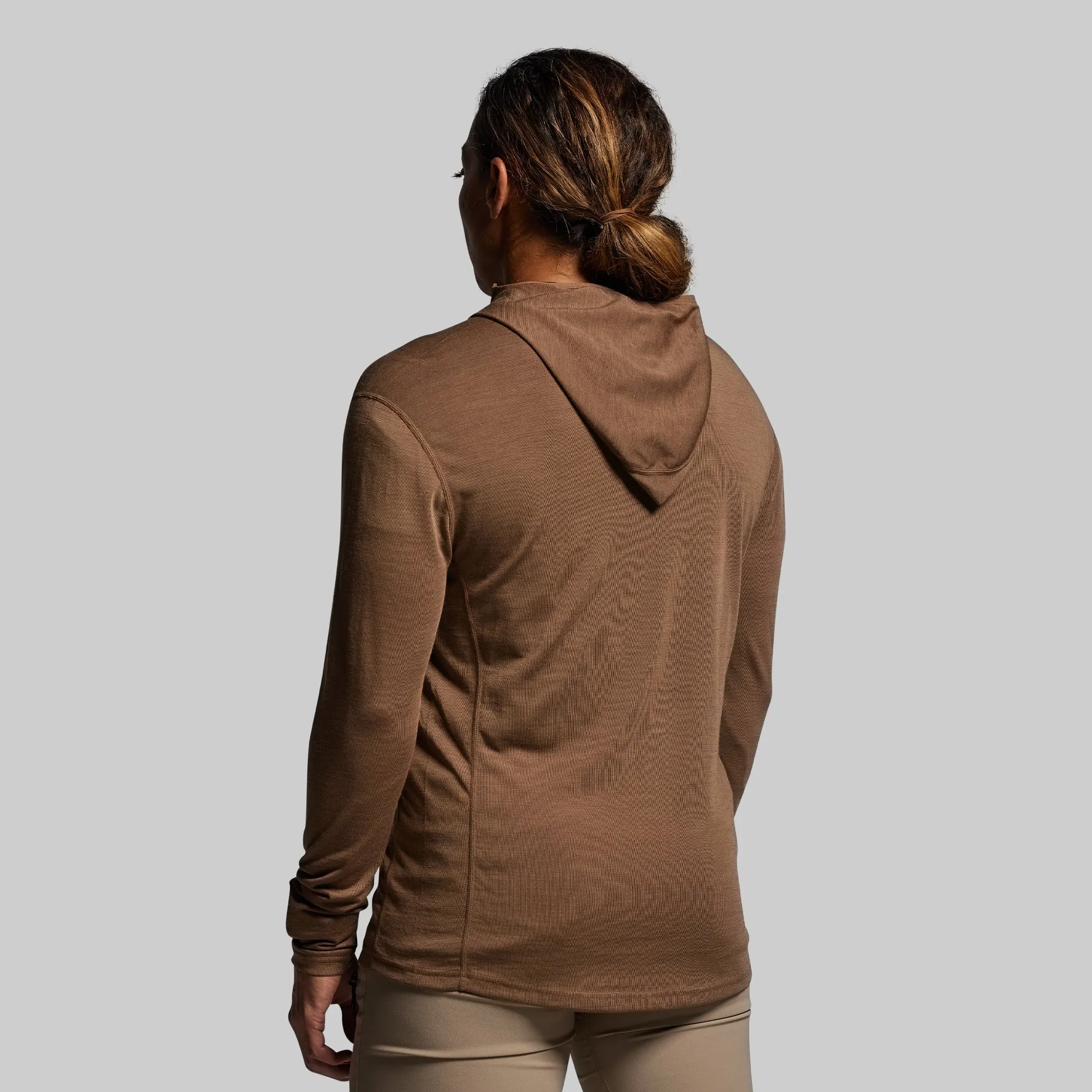 Women's Ridgeline Merino Half Zip Hoodie 165 (Coyote Brown) sold by Born Primitive product image thumbnail 2