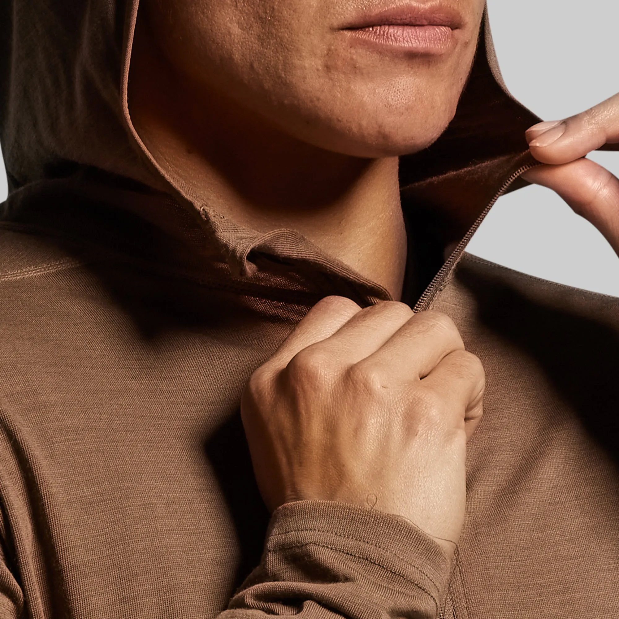 Women's Ridgeline Merino Half Zip Hoodie 165 (Coyote Brown) sold by Born Primitive product image thumbnail 3