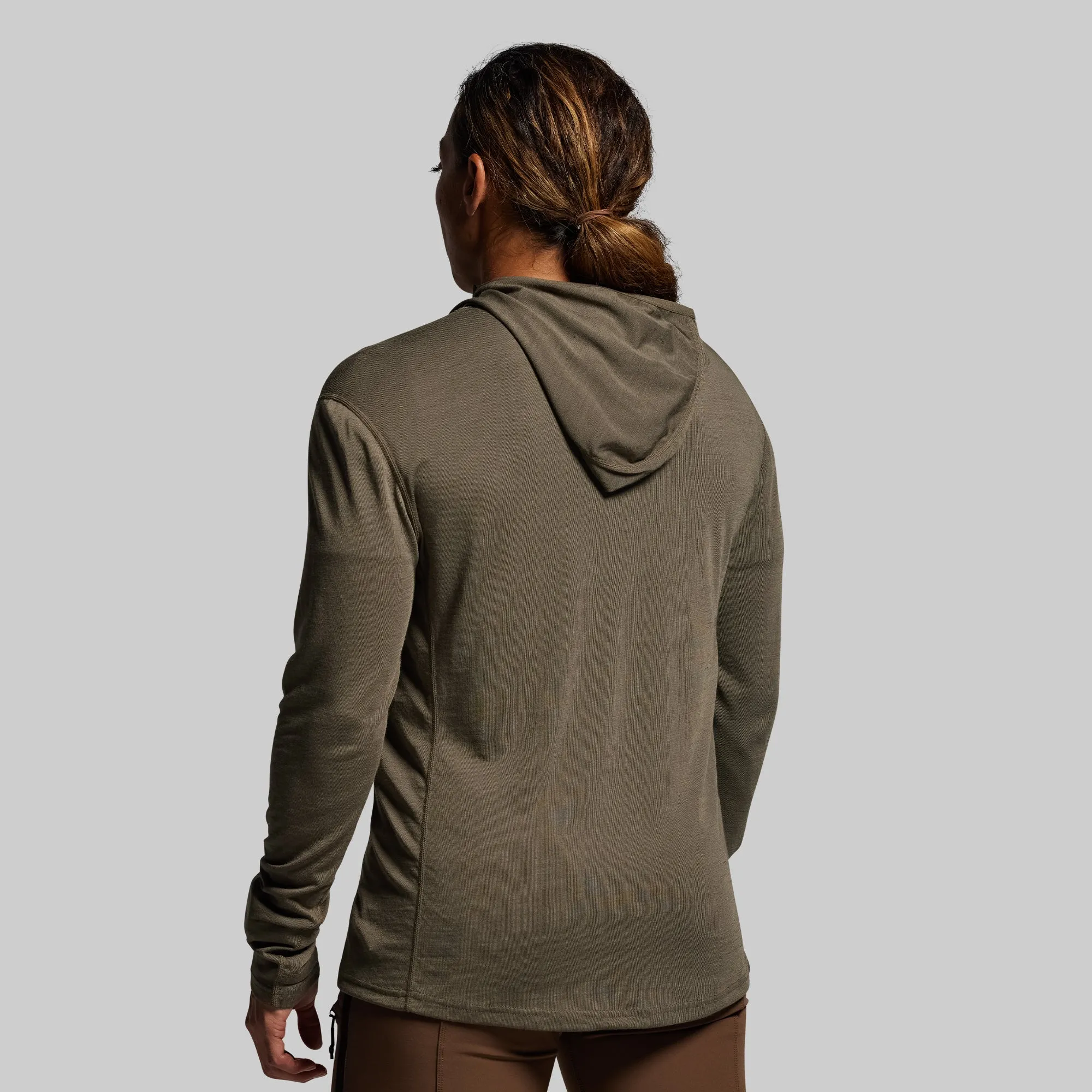 Women's Ridgeline Merino Half Zip Hoodie 165 (OD Green) sold by Born Primitive product image thumbnail 2