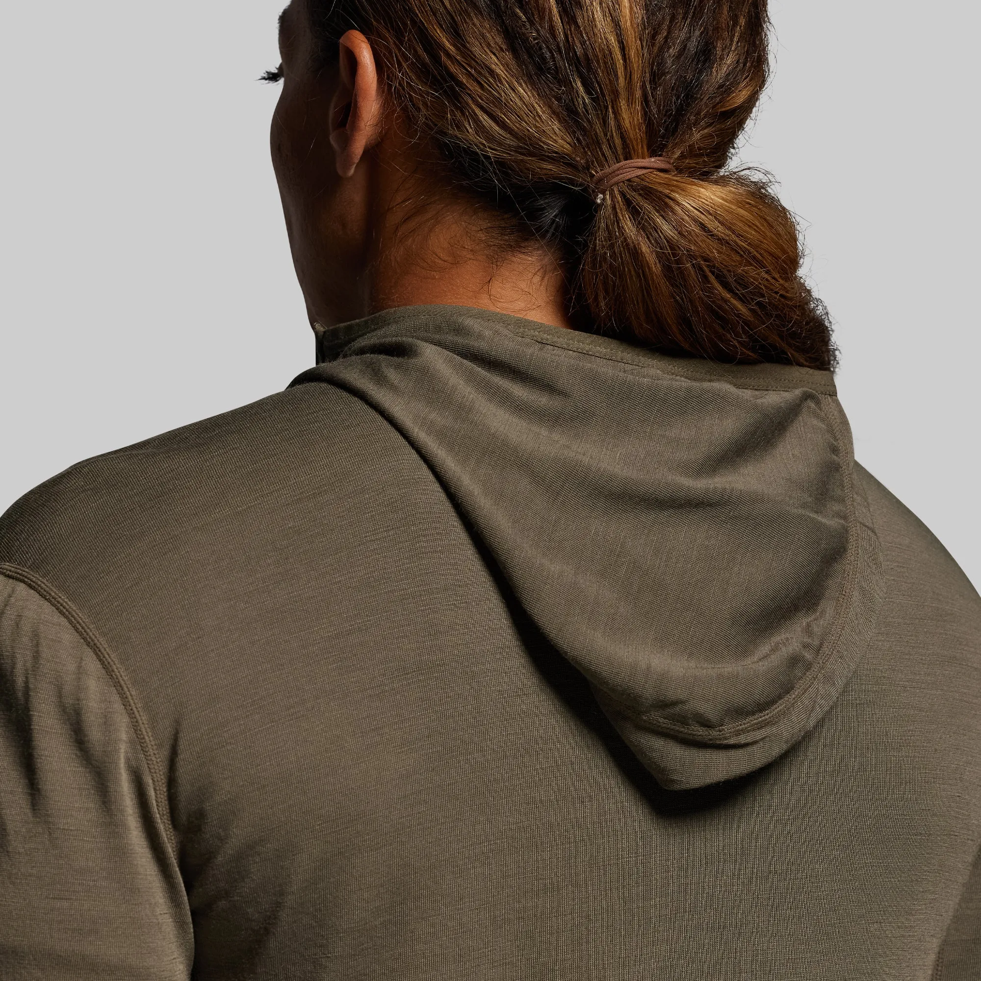Women's Ridgeline Merino Half Zip Hoodie 165 (OD Green) sold by Born Primitive product image thumbnail 4