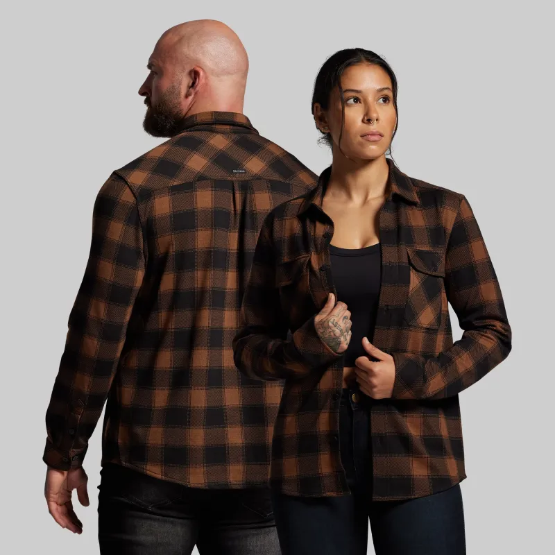Woodsman Stretchy Flannel (Coyote Brown/Black) sold by Born Primitive