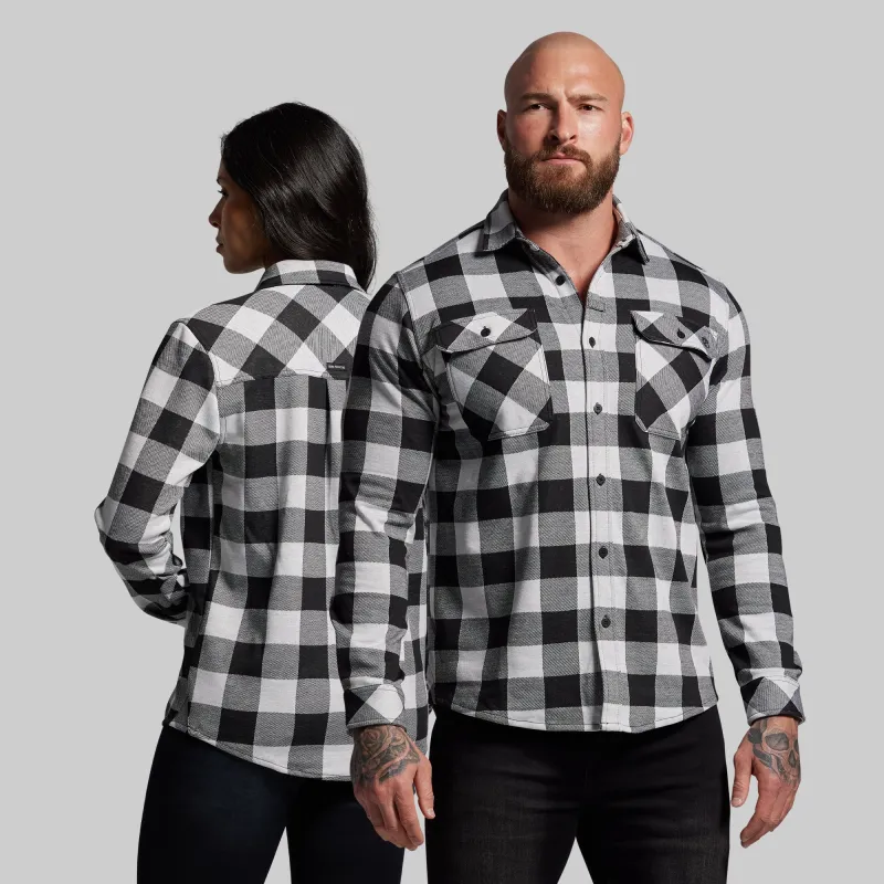 Woodsman Stretchy Flannel (White/Black) sold by Born Primitive