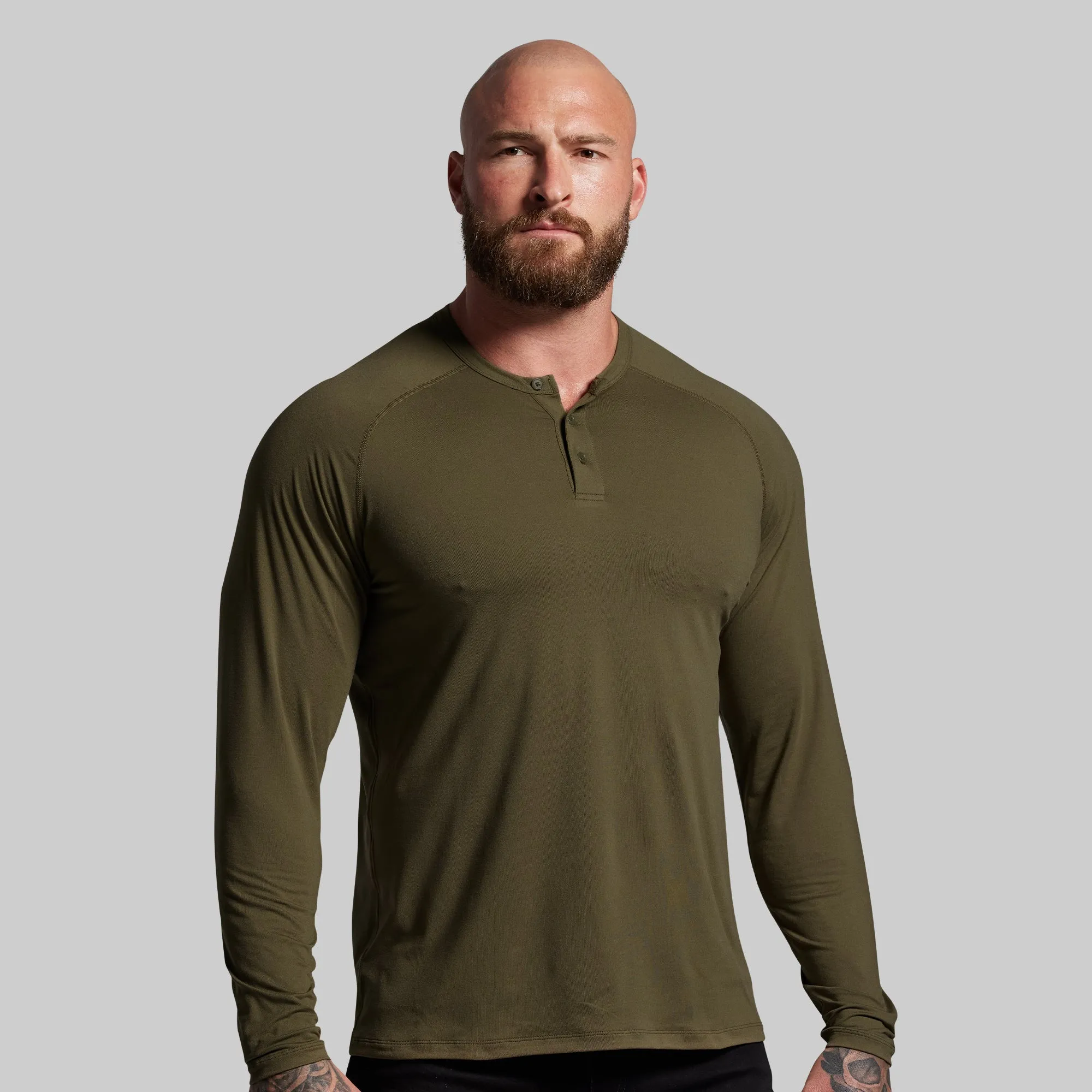 BP Premium Basic Henley (OD Green) sold by Born Primitive