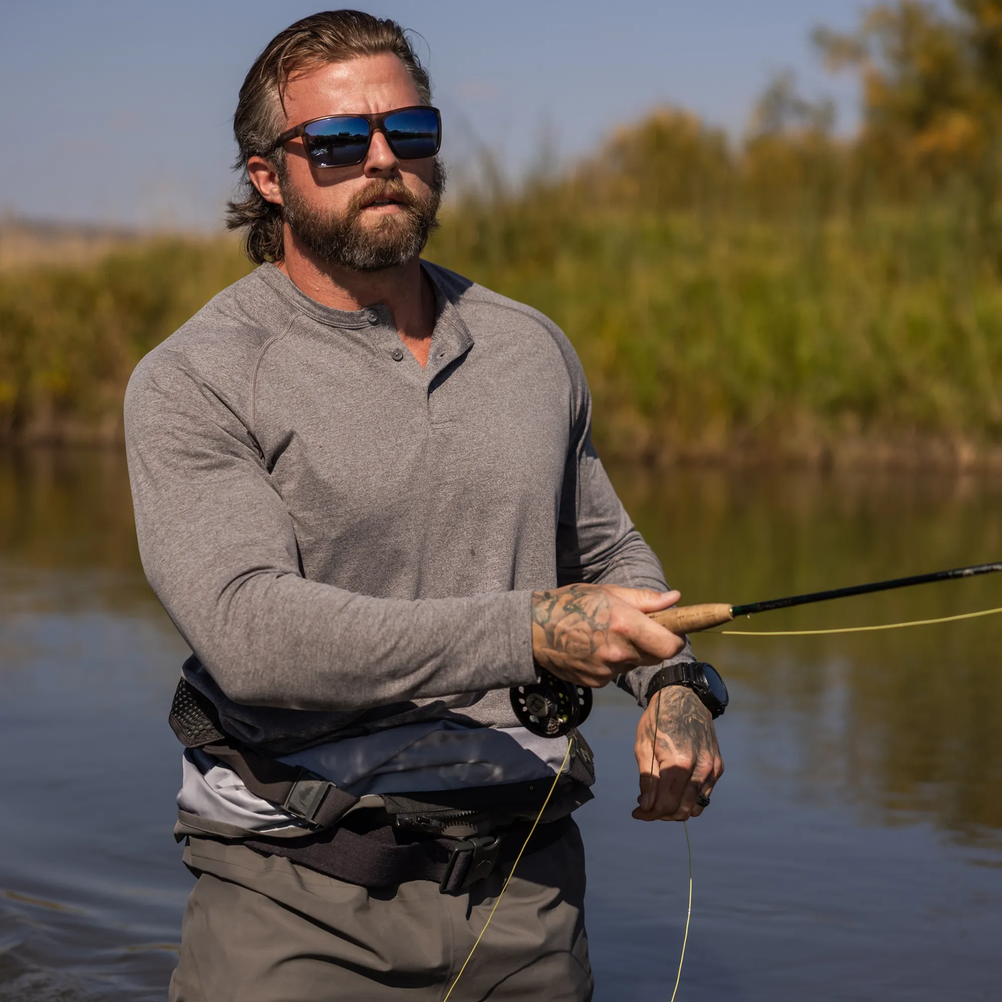 BP Premium Basic Henley (Heather Grey) sold by Born Primitive product image thumbnail 2