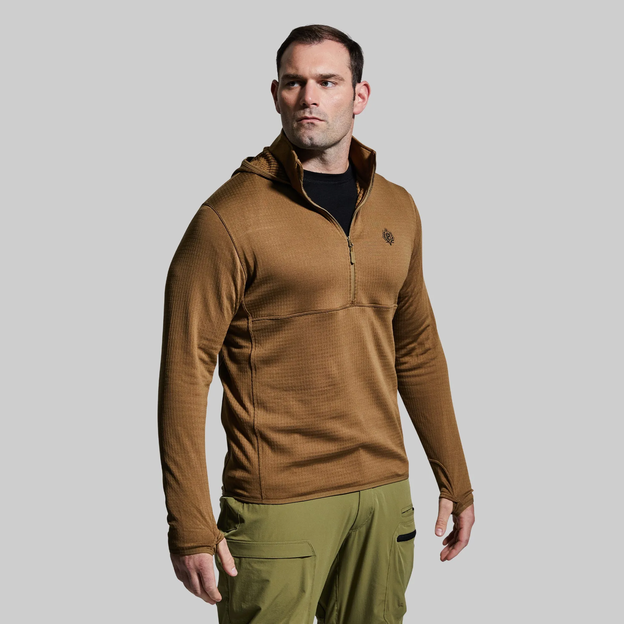 Men's Quiver Half Zip Hoodie (Coyote Brown) sold by Born Primitive