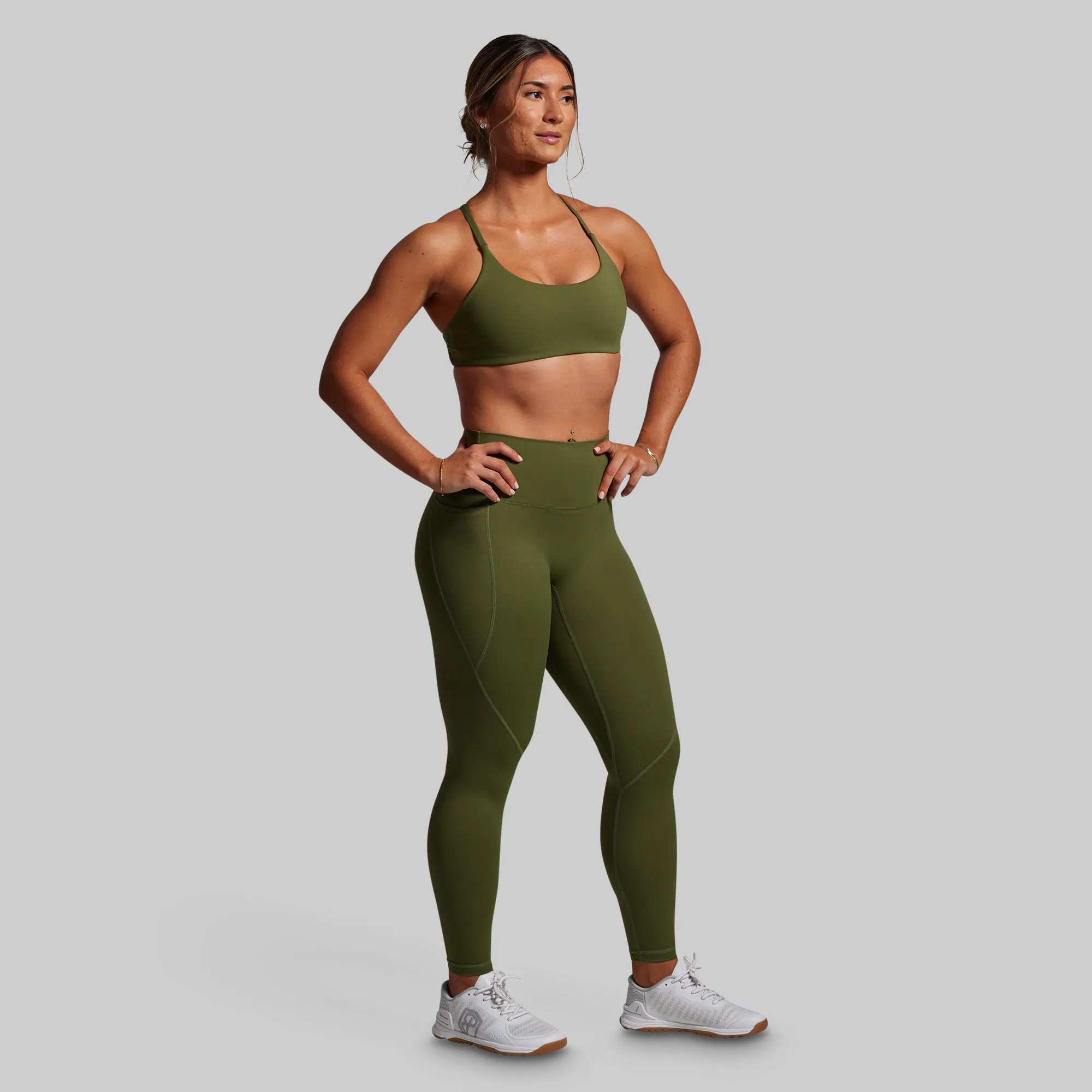Synergy Full Length Legging w/ Pockets 2.0 Set (Olive) sold by Born Primitive