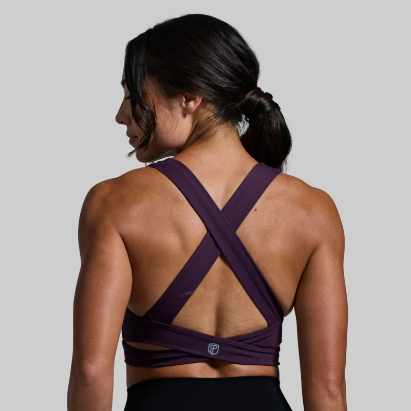 Double Cross Sports Bra (Plum) sold by Born Primitive