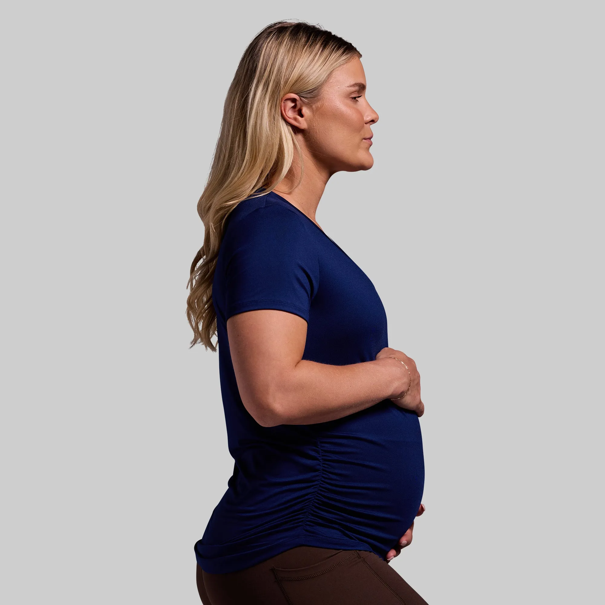 Maternity Athleisure Short Sleeve V-Neck (Blue Depths) sold by Born Primitive product image thumbnail 3