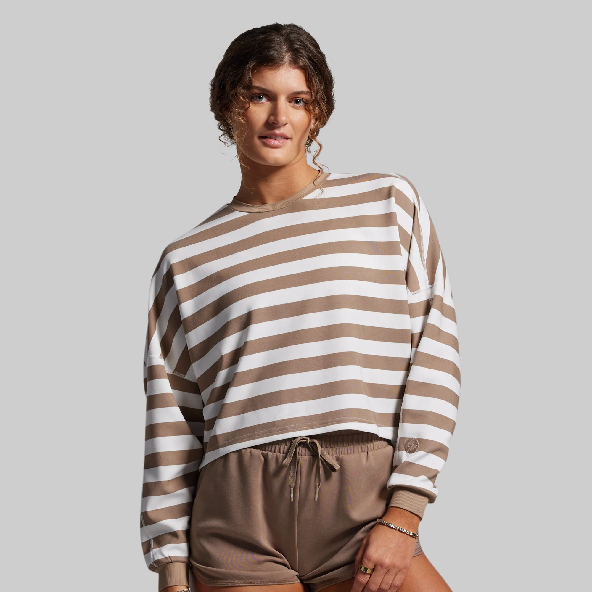 Lounge Lux Cropped Pullover (Java Stripe) sold by Born Primitive