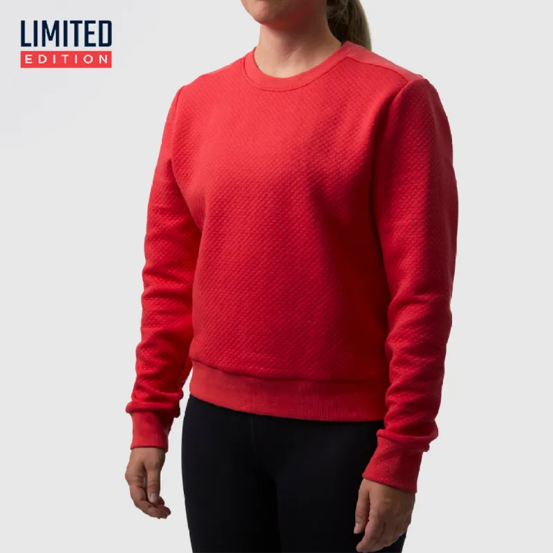 Women's Waffle Crewneck Pullover (Lava) sold by Born Primitive