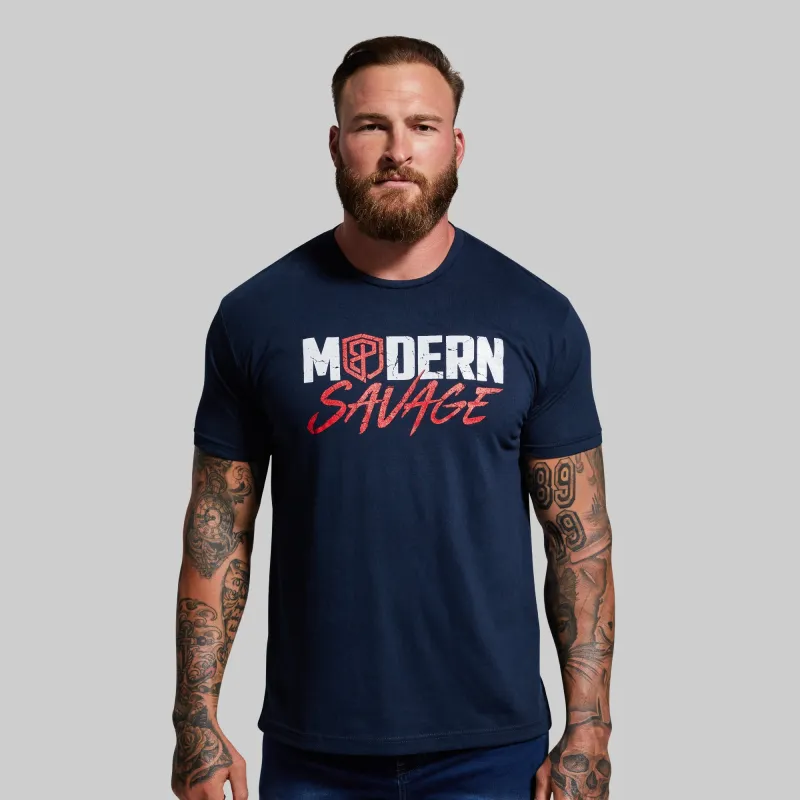 Modern Savage Tee (Navy) made by Born Primitive