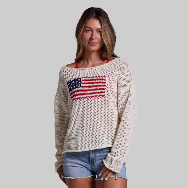 All American Sweater (Ivory) made by Born Primitive