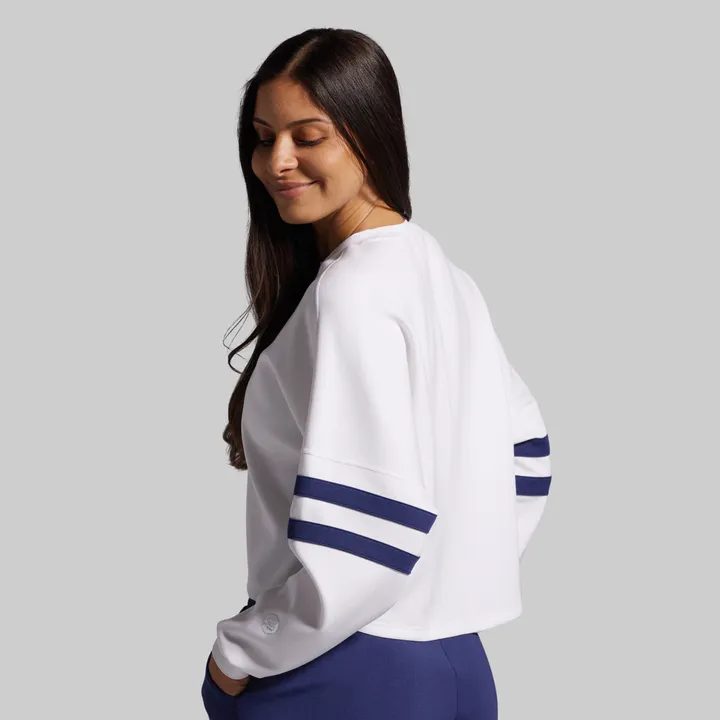 Lounge Lux Varsity Cropped Pullover (White) sold by Born Primitive product image thumbnail 3