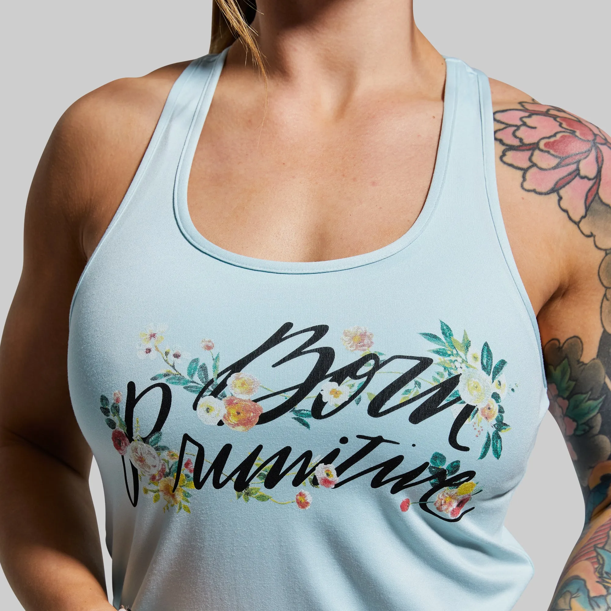 Floral Calligraphy Staple Tank (Sky Blue) sold by Born Primitive product image thumbnail 4