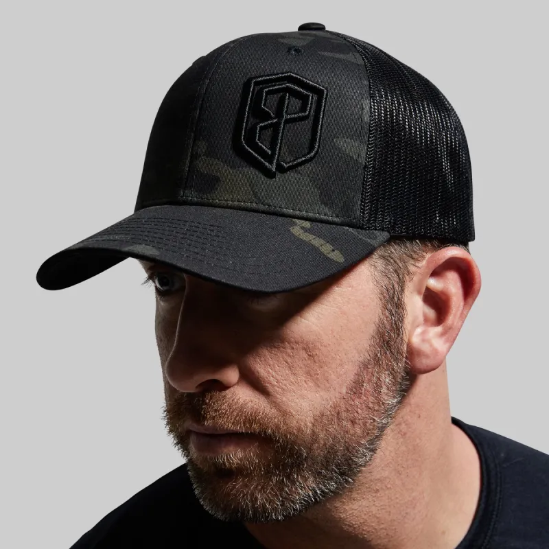 Born Primitive Trucker Hat (Black Multicam) sold by Born Primitive