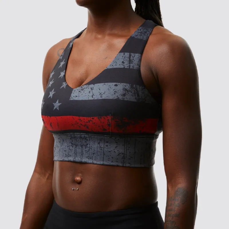 X-Factor Sports Bra (Thin Red Line Gunmetal) sold by Born Primitive