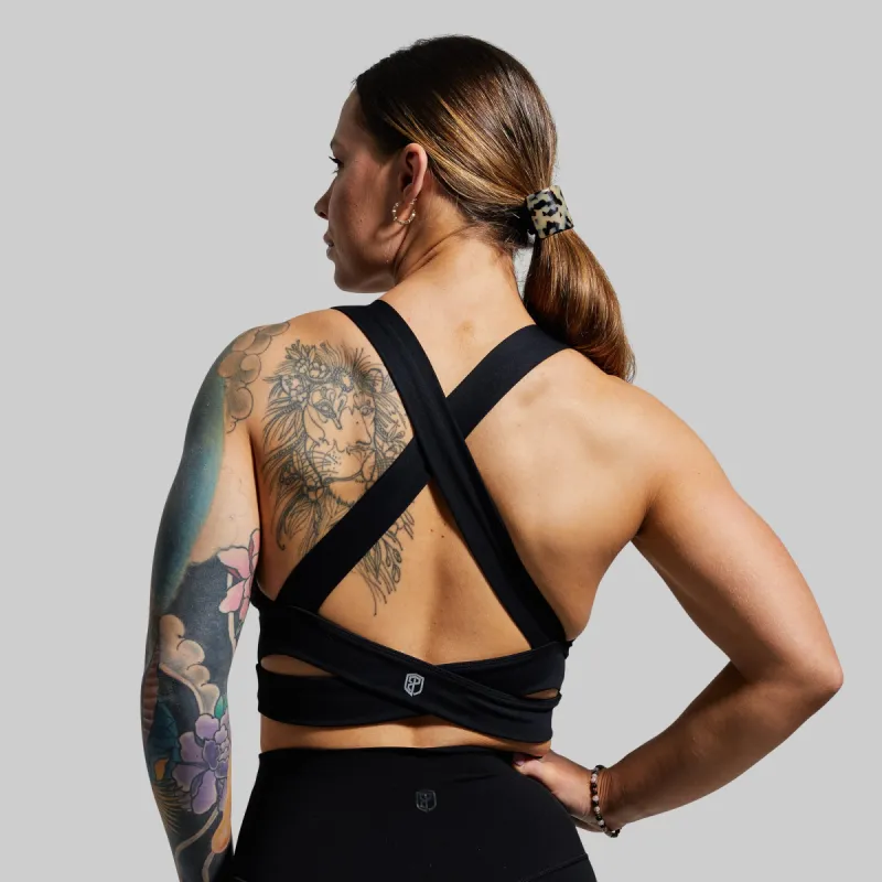 Double Cross Sports Bra (Black) sold by Born Primitive