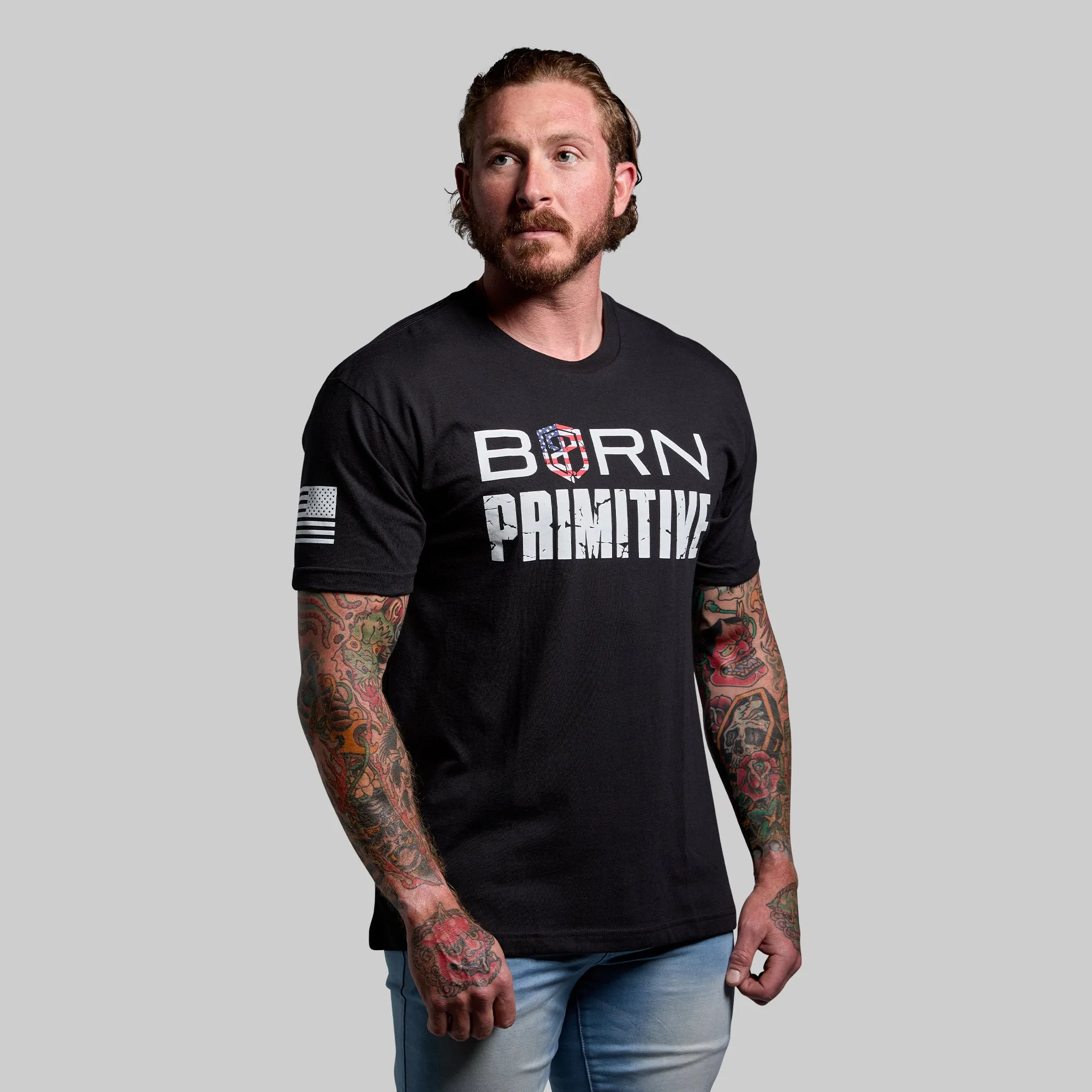 Brand Tee (Black USA) sold by Born Primitive