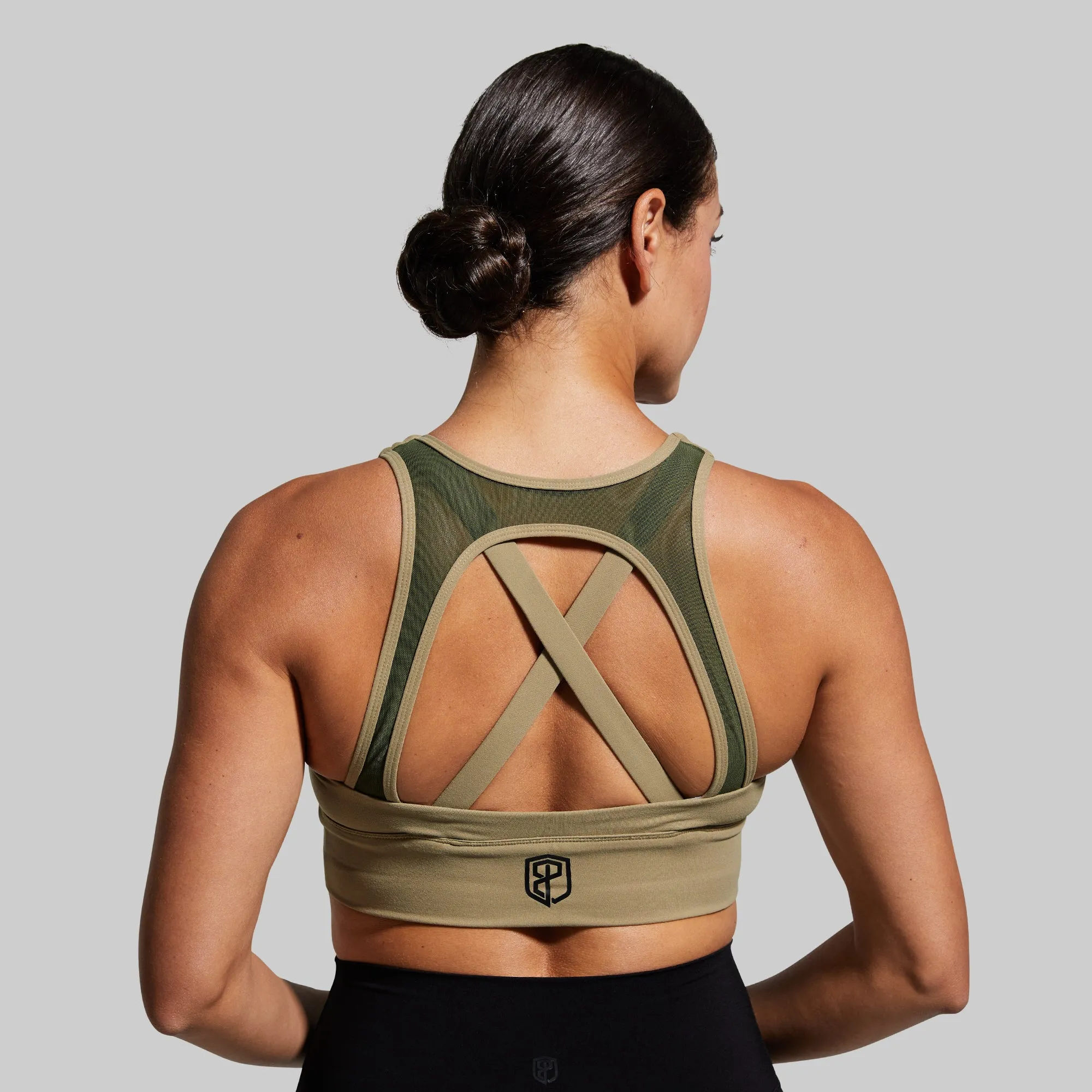 X-Factor Sports Bra (Brand Strength-Olive) sold by Born Primitive